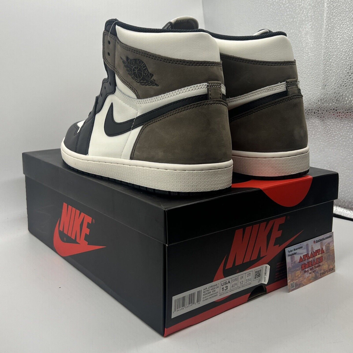 Size 13 - Jordan 1 Retro OG High Dark Mocha Black White Brown (555088-105)