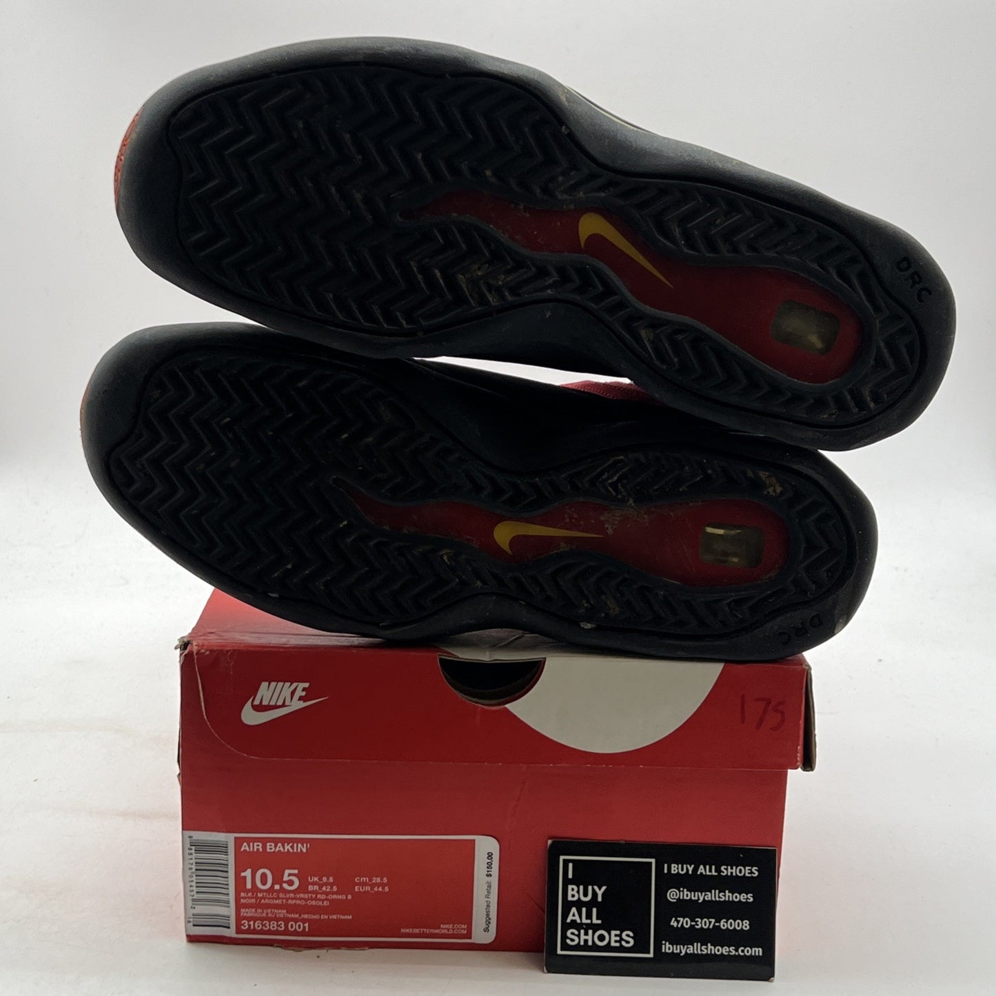 Size 10.5 - Nike Air Bakin 2013 Black Red (316383-001)