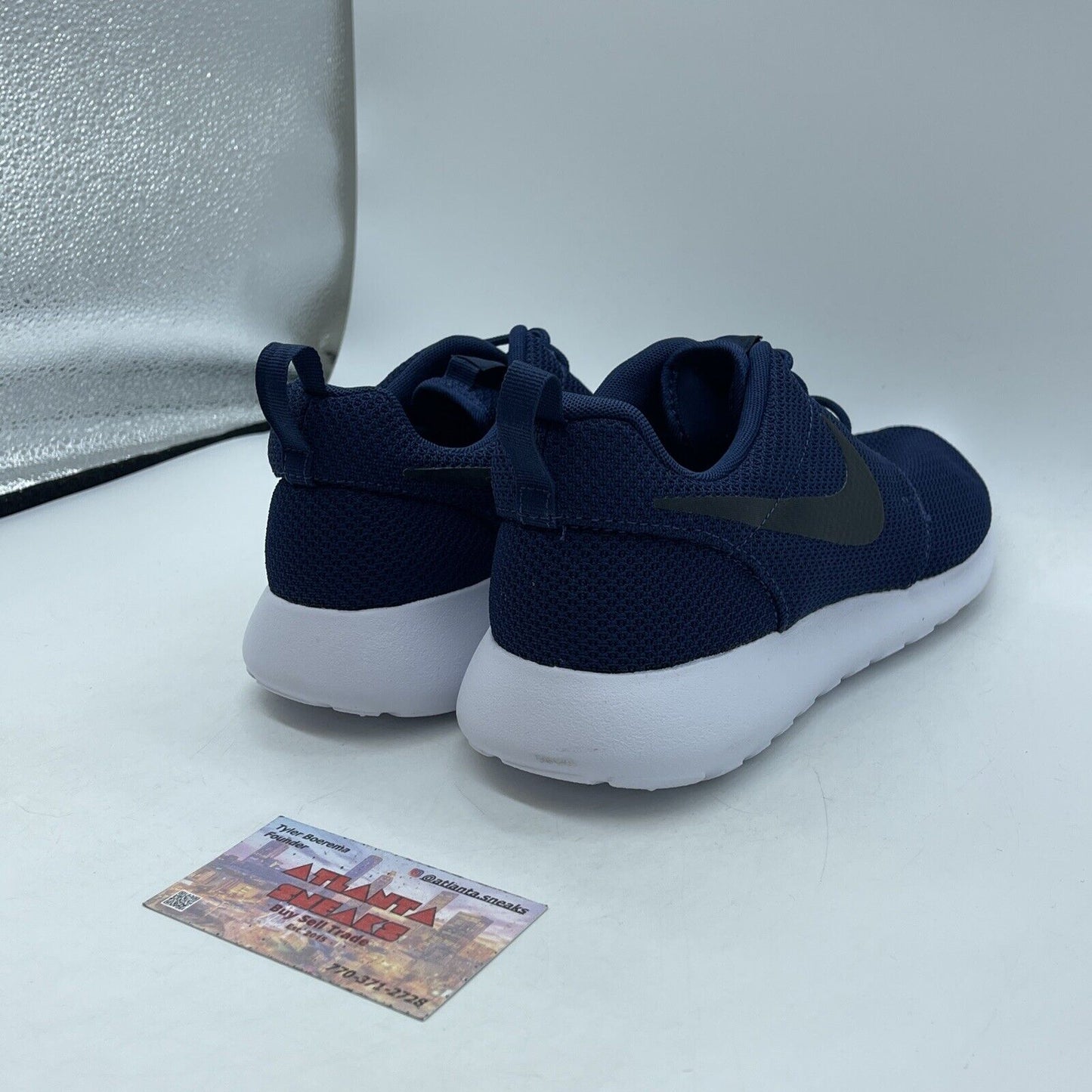 Size 9 - Nike Roshe Run Midnight Navy Black White Suede (511881-405)