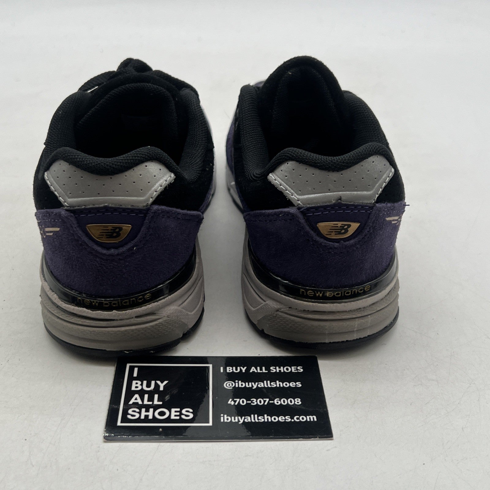 Size 2 - New Balance 990v4 Black/Purple Suede - (KJ990B4G)