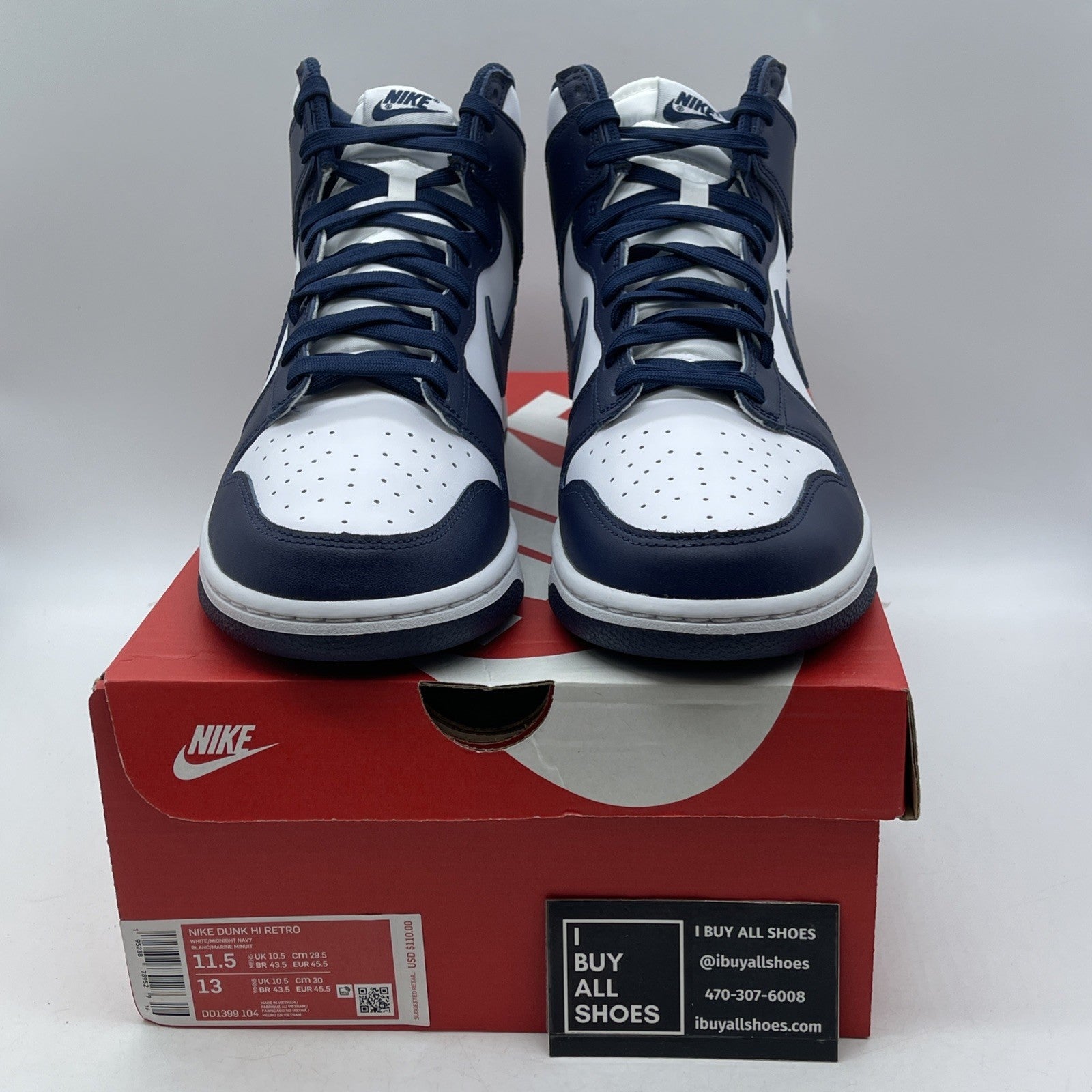 Size 11.5 - Nike Dunk High Midnight Navy (DD1399-104)