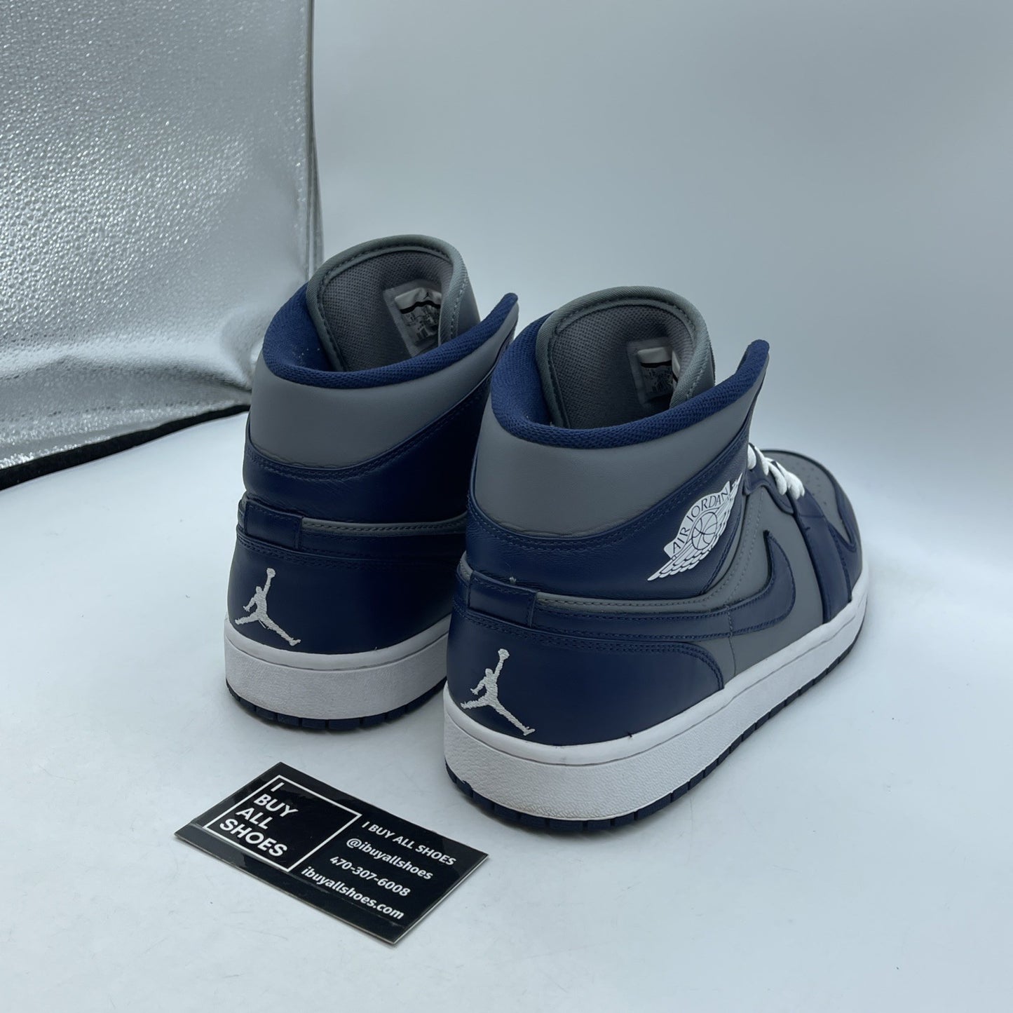 Size 12 - Air Jordan 1 Mid Georgetown Grey Blue Leather (554724-006)