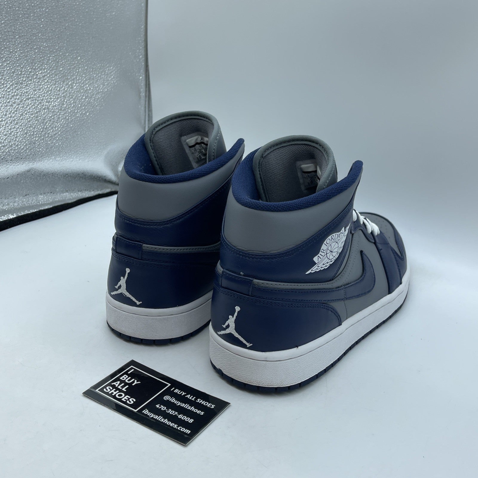 Size 12 - Air Jordan 1 Mid Georgetown Grey Blue Leather (554724-006)
