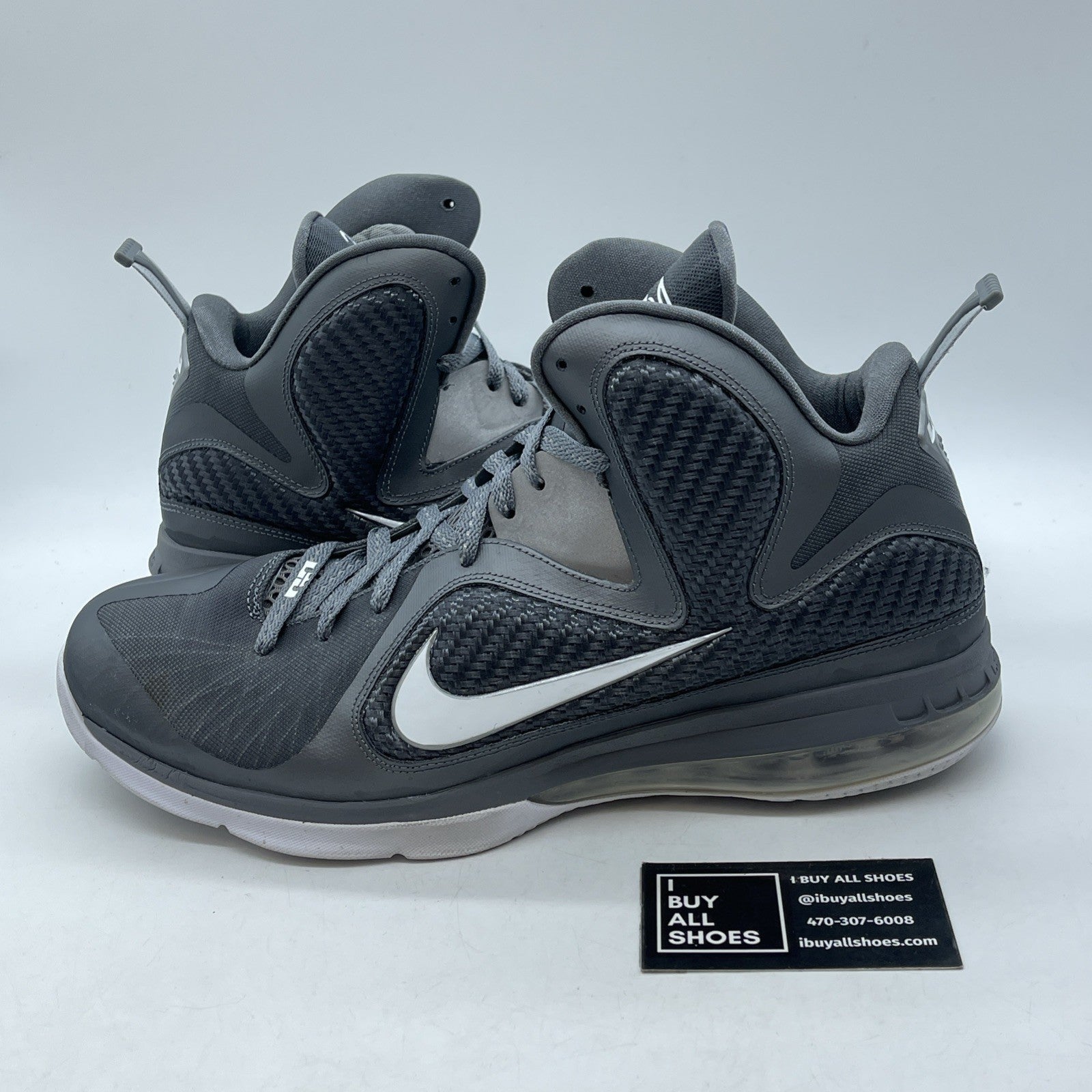 Size 13 - Nike LeBron 9 Cool Grey White Leather (46976-007)