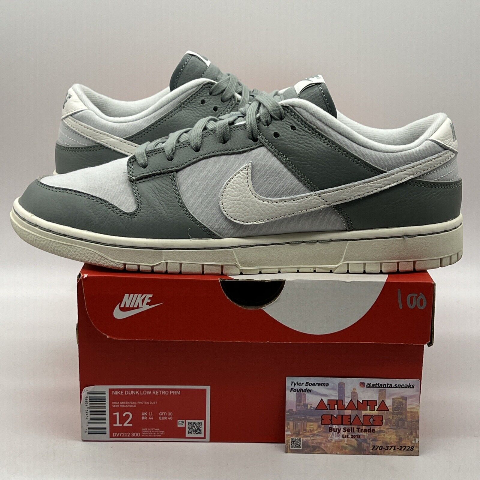 Size 12 - Nike Dunk Low Mica Green White Leather (DV7212-300)