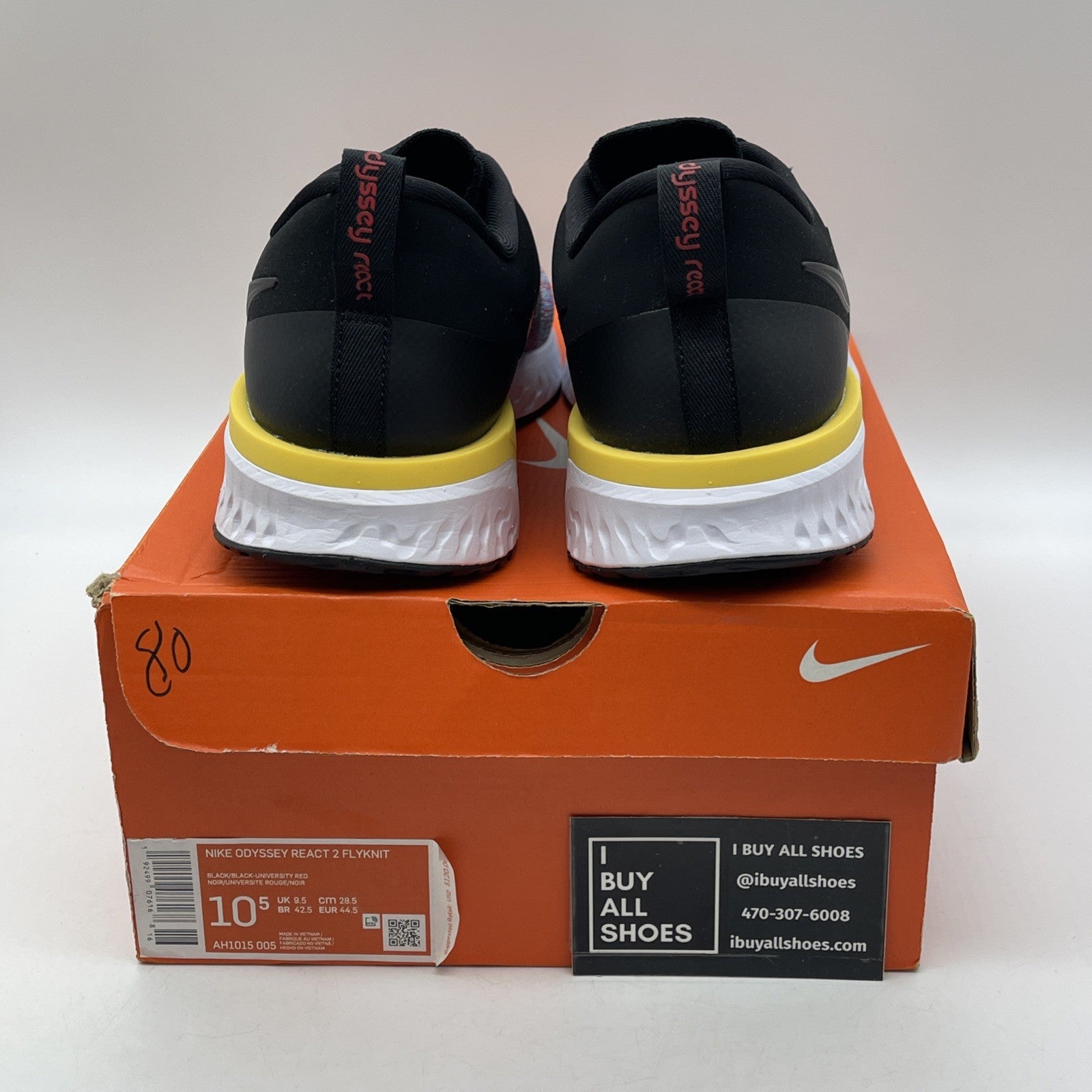 Size 10.5 - Nike Odyssey React Flyknit 2 Black Multi Blue Suede (AH1015-005)