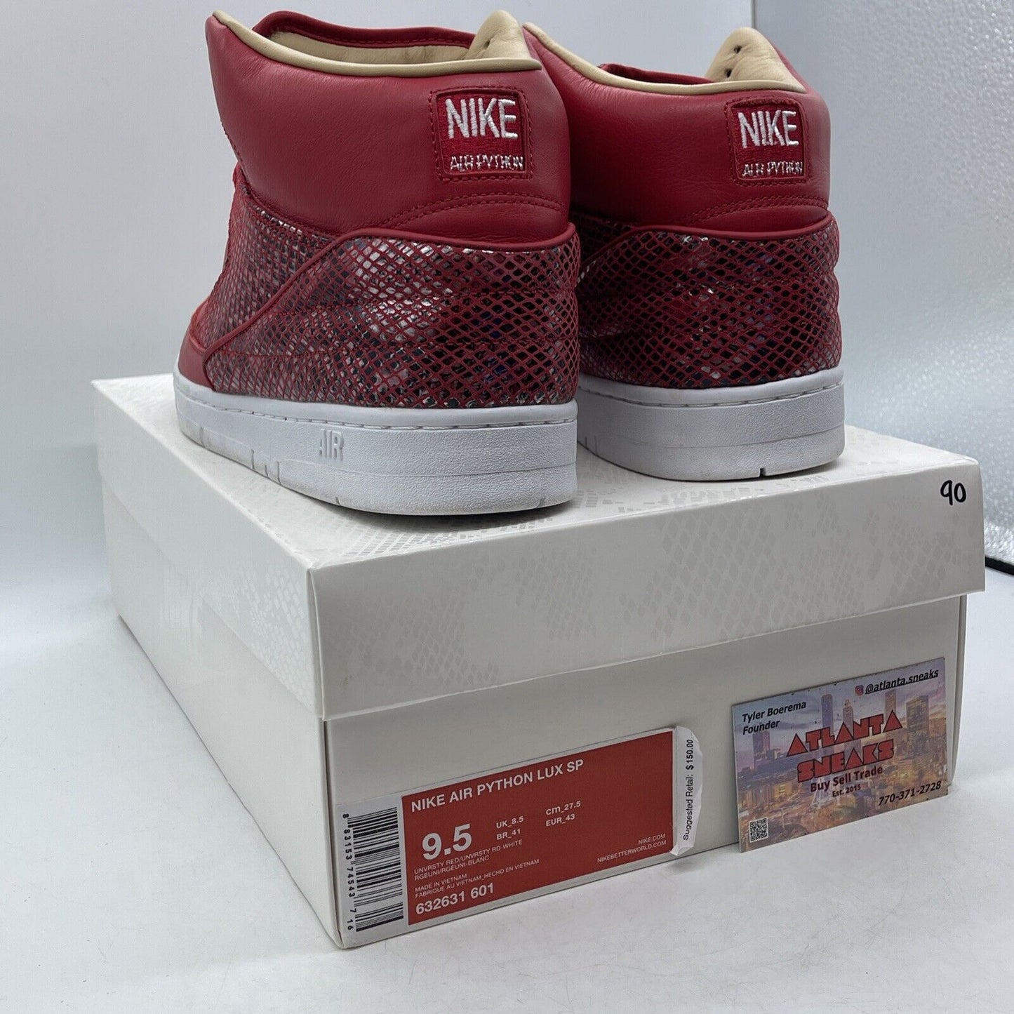 Size 9.5 - Nike Air Python Lux Sp Red White Black Leather (632631-601