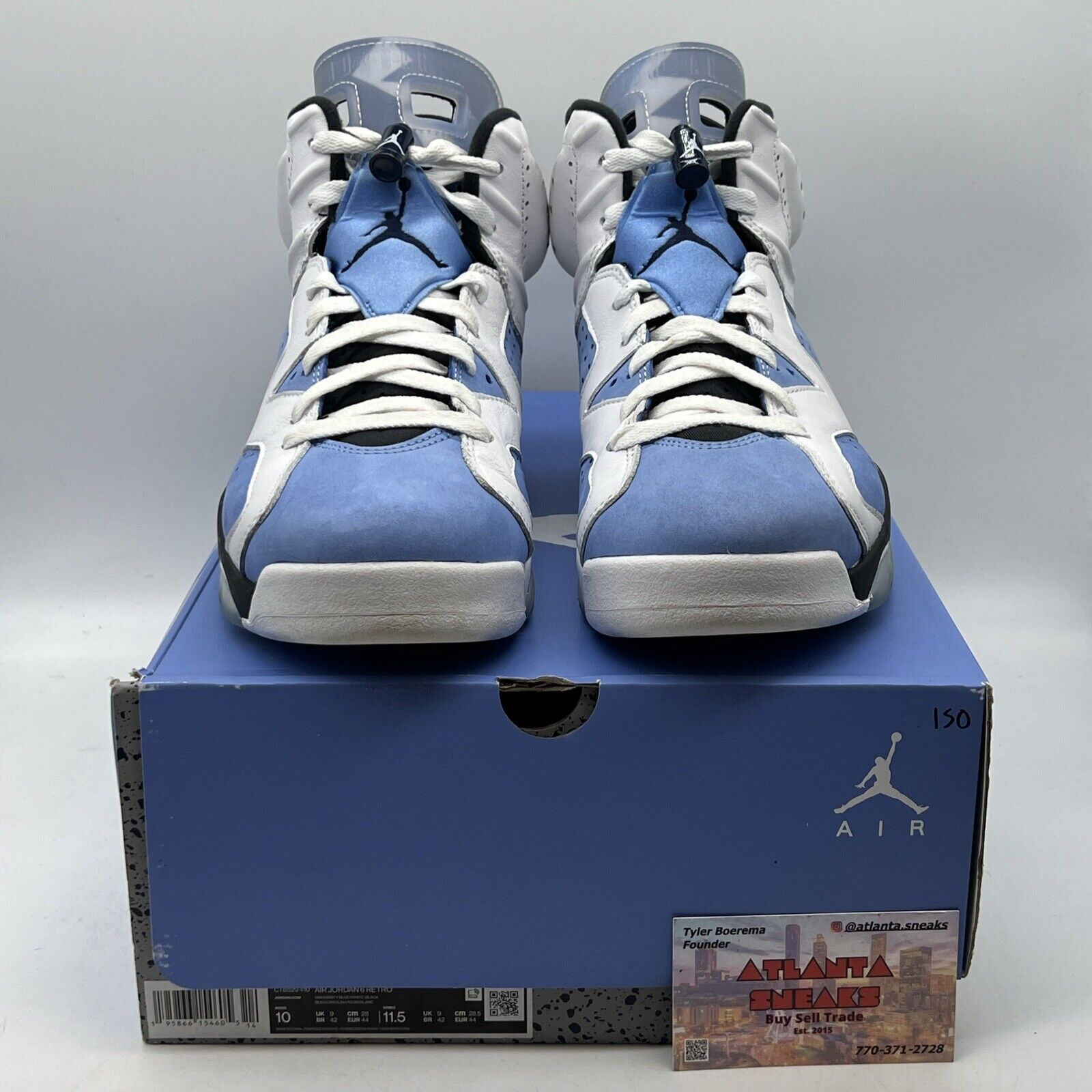 Size 10 - Jordan 6 Retro Mid UNC Home White Blue Suede Leather (CT8529-410)