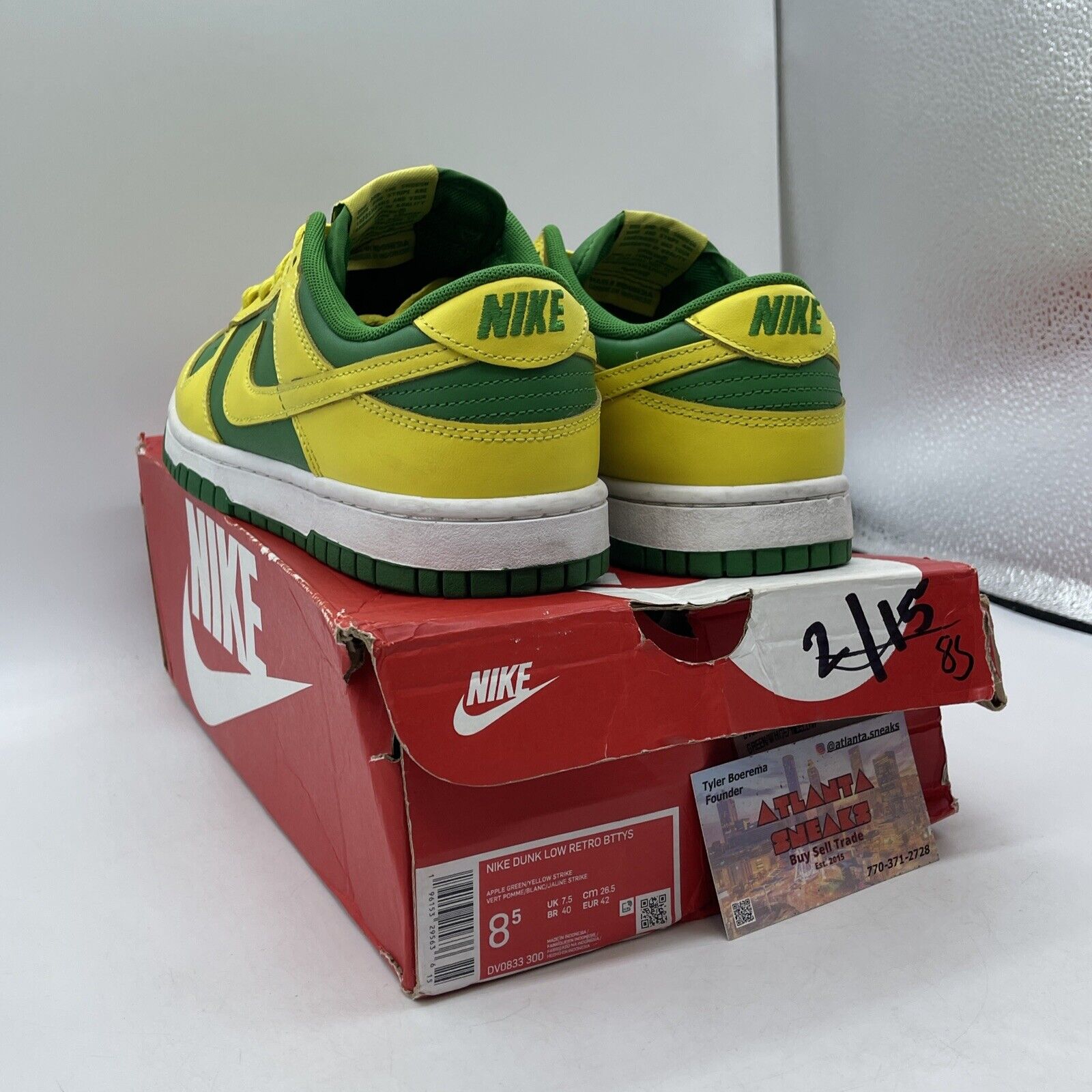 Size 8.5 - Nike Dunk Low Reverse Brazil Yellow Green White Leather (DV0833-300)