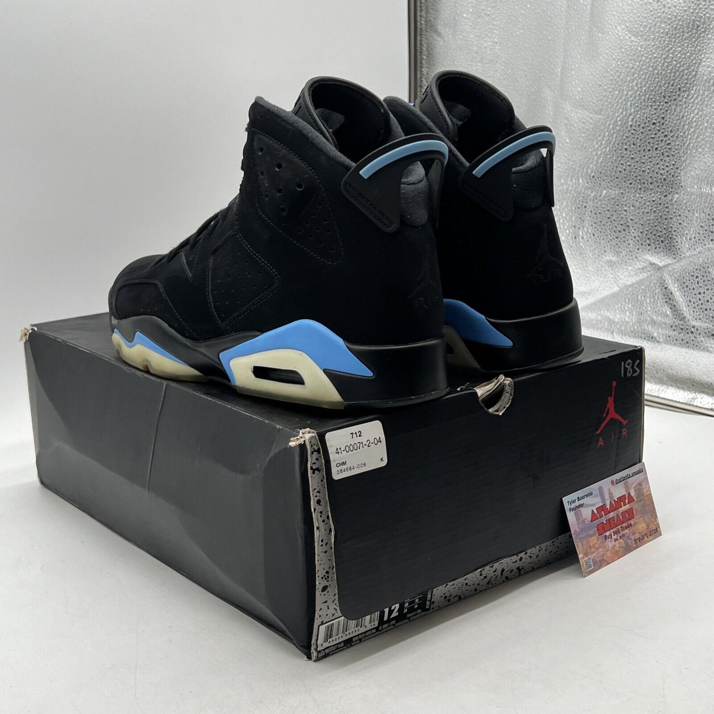 Size 12 - Air Jordan 6 Retro UNC Black Blue Suede (384664-006)