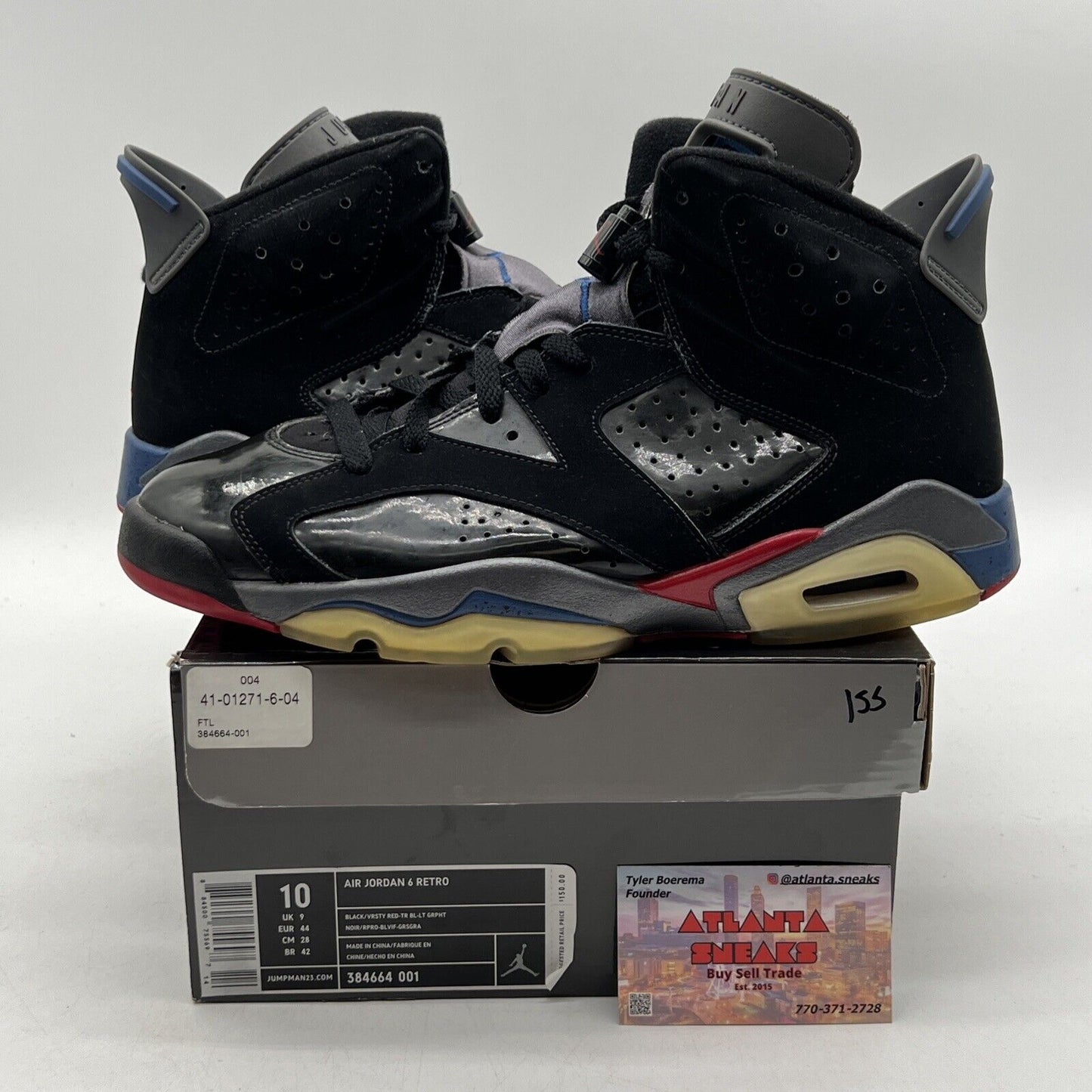 Size 10 - Air Jordan 6 Retro Pistons Grey Black Red Blue Suede (384664-001)