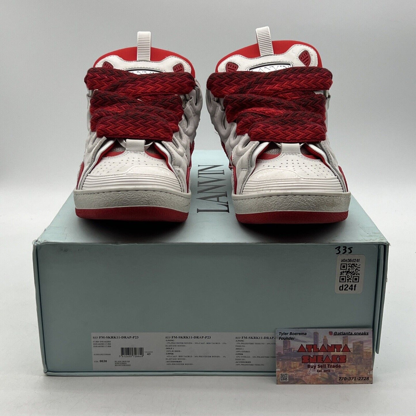 Size 10 - Lanvin Wmns Curb Sneakers White Red (FM-SKRK11-DRAP-P23)