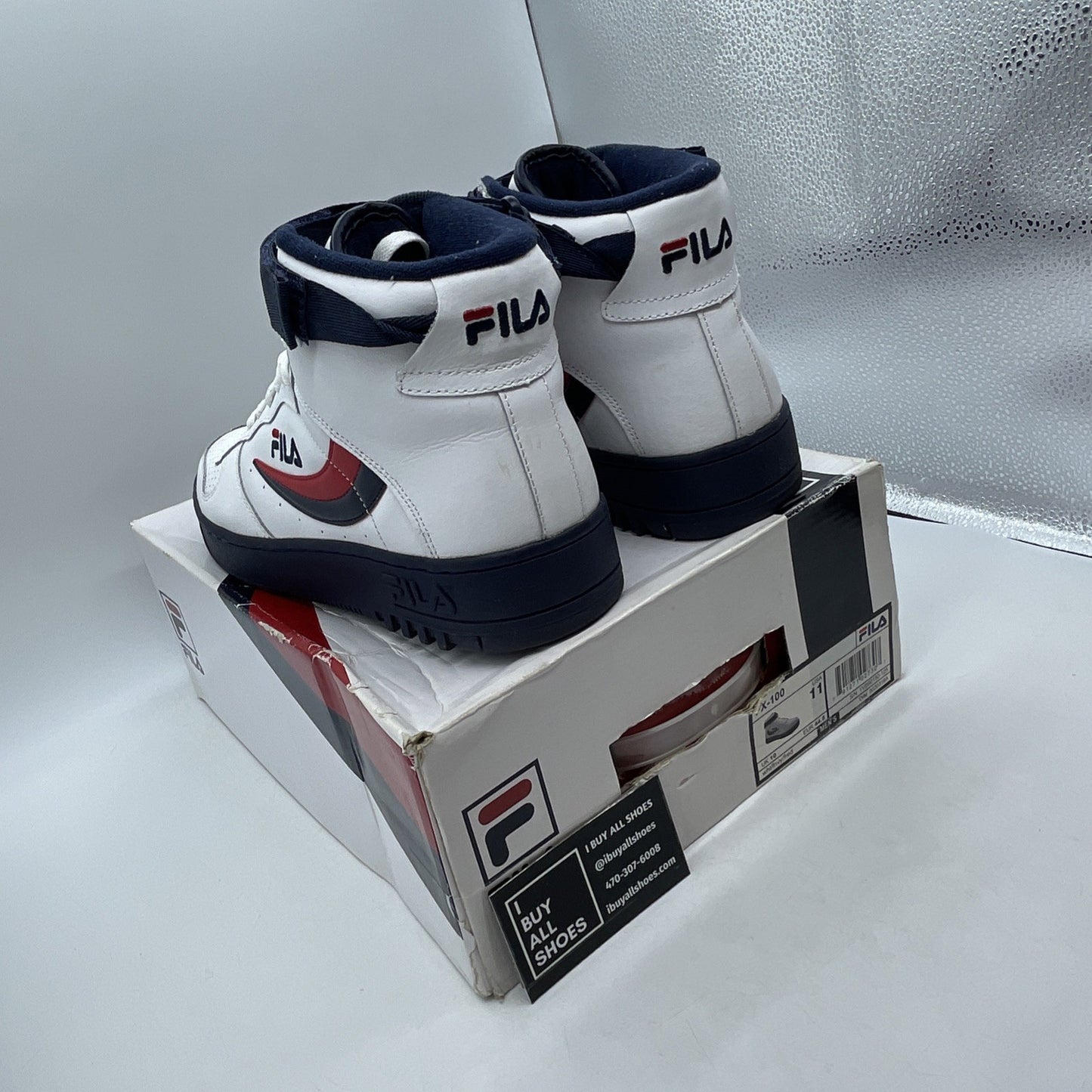 Size 11 - Fila Mens Fx-100 Sneakers White/Navy/Red (1VB90150-125)