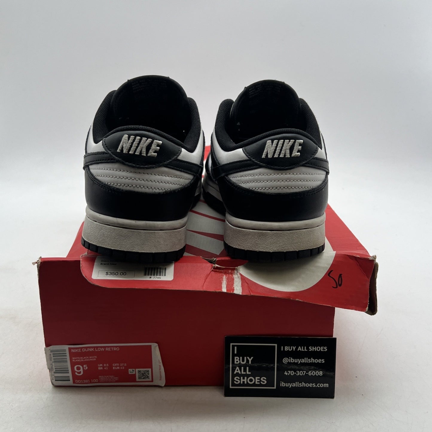 Size 9.5 - Nike Dunk Low Black White (DD1391-100)