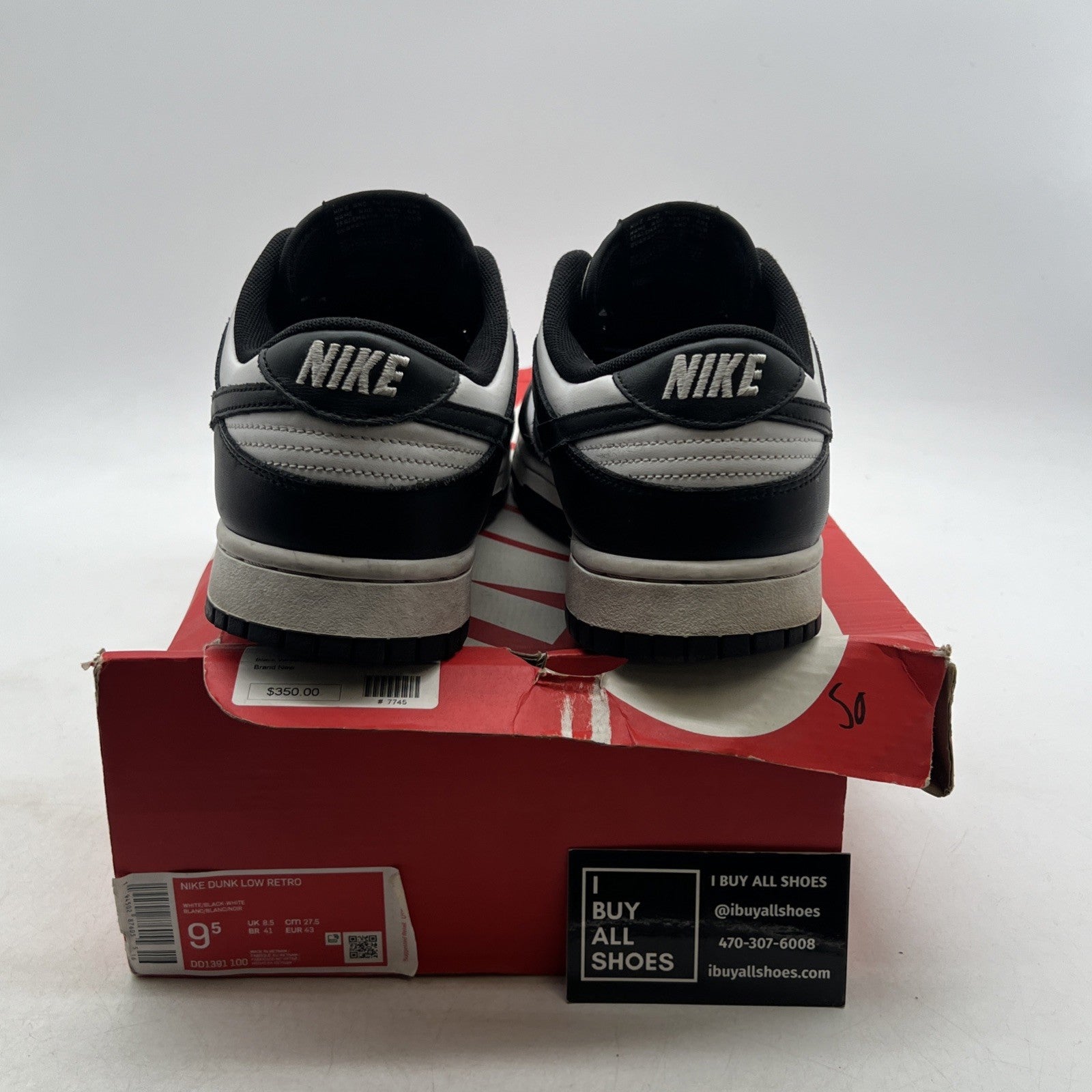 Size 9.5 - Nike Dunk Low Black White (DD1391-100)