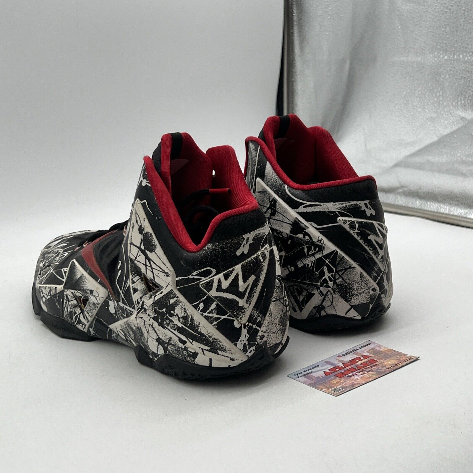 Size 14 - Nike LeBron 11 Graffiti White Black Red (616175-100)