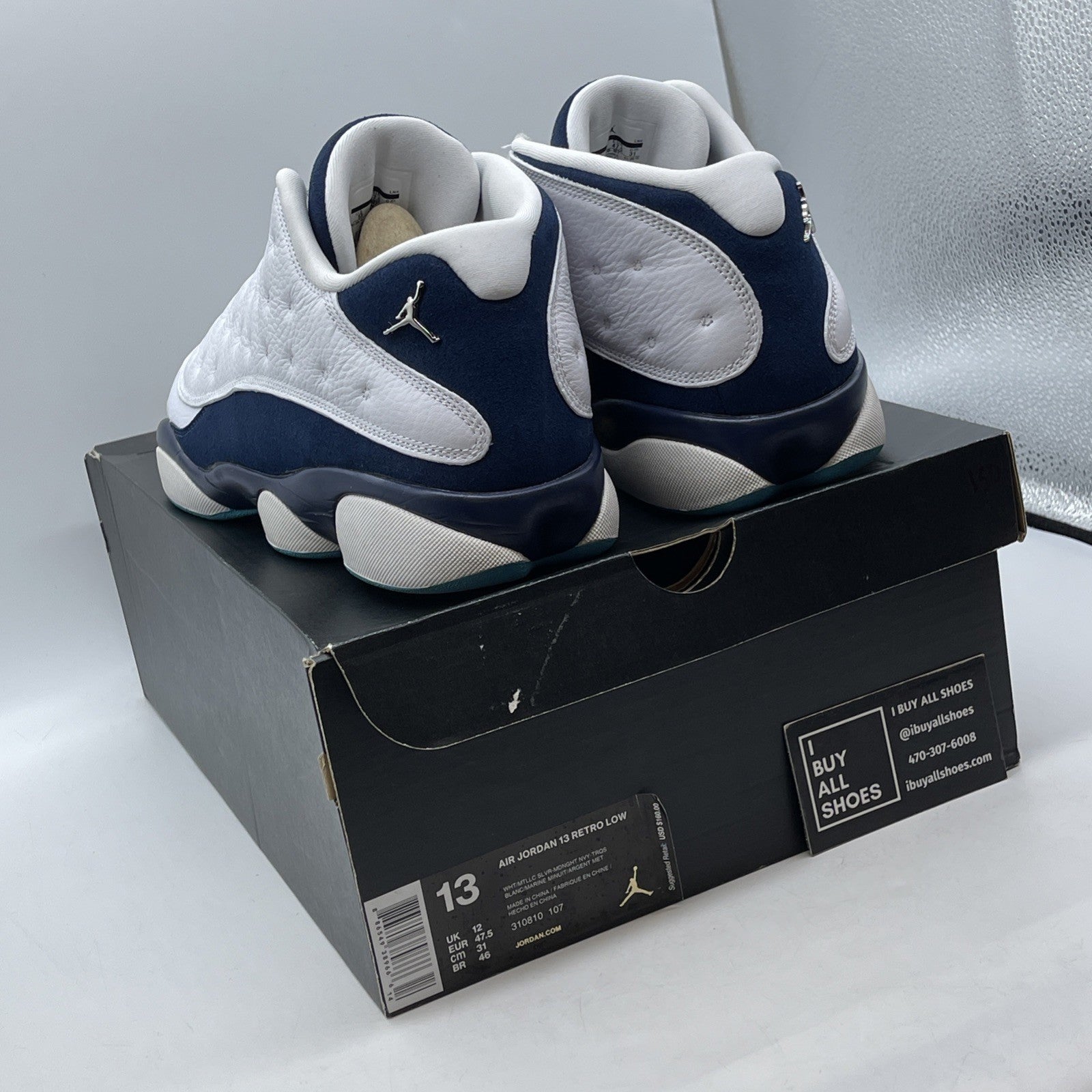 Size 13 - Air Jordan 13 Low Hornets Blue White Suede Leather (310810-107)