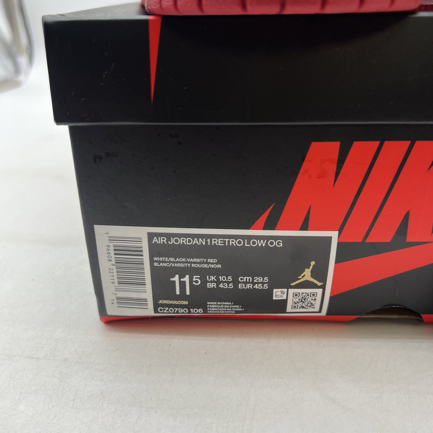 Size 11.5 - Air Jordan 1 Retro OG Low Black Toe (CZ0790-106)