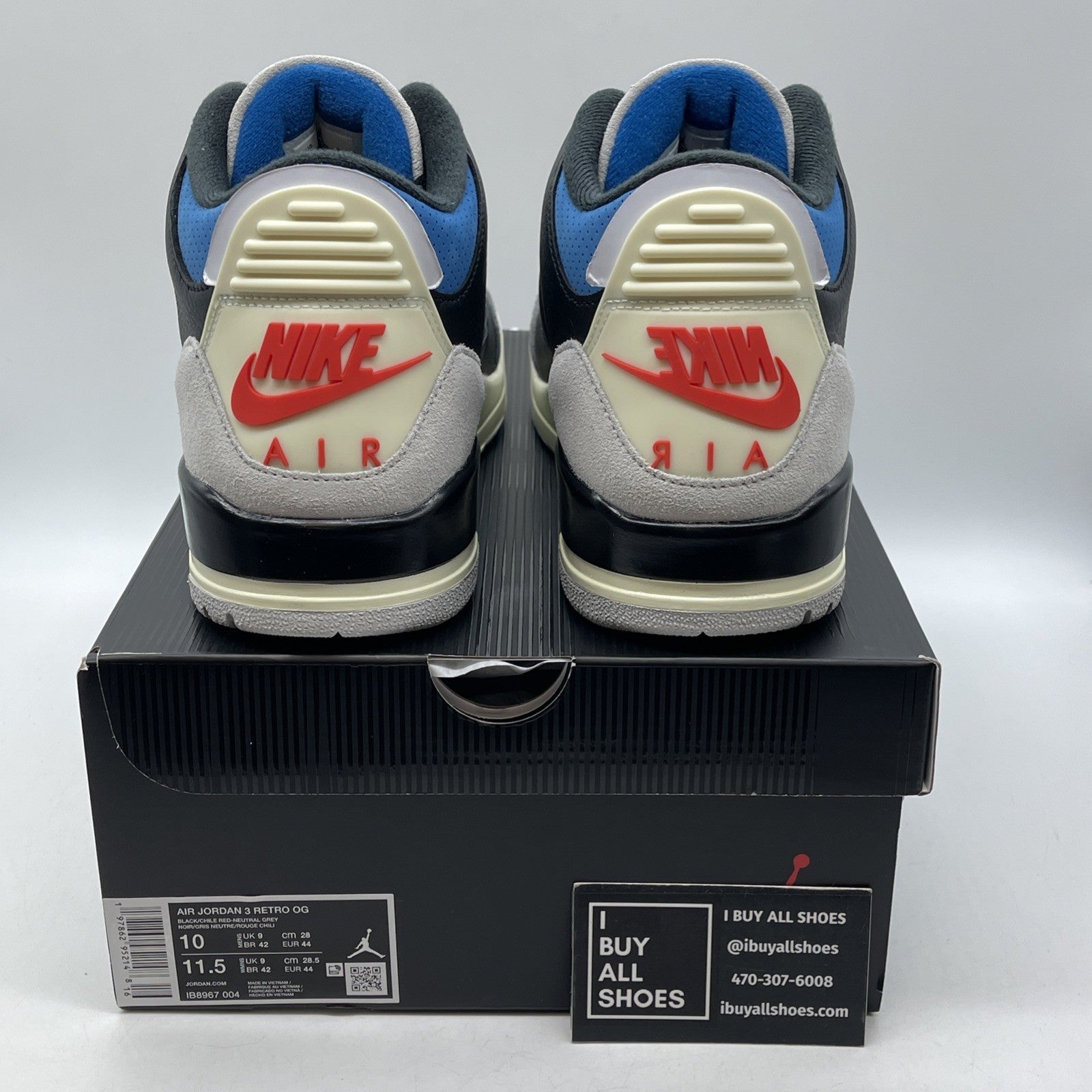 Size 10 - Air Jordan 3 Retro OG Rare Air Black Suede Leather (IB8967-004)