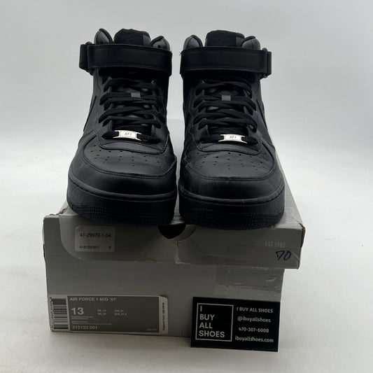 Size 13 - Nike Air Force 1 '07 Mid Triple Black (315123-001)