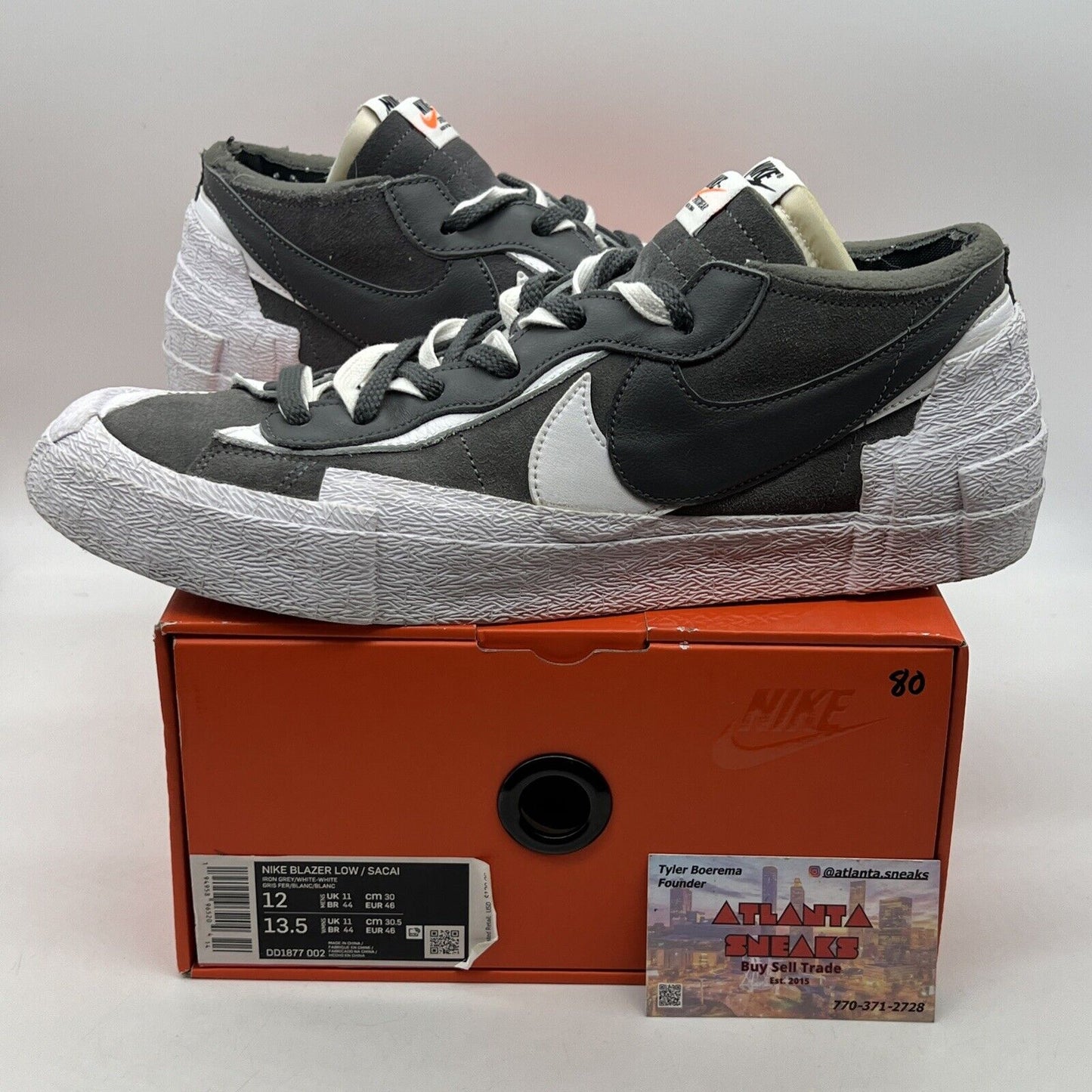 Size 12 - Nike sacai x Blazer Low Iron Grey White (DD1877-002)