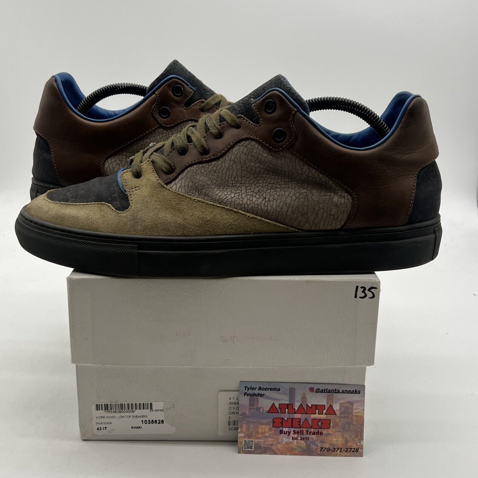 Size 10 - Balenciaga Mens Sneakers Brown (412350) Solid Leather Low Top