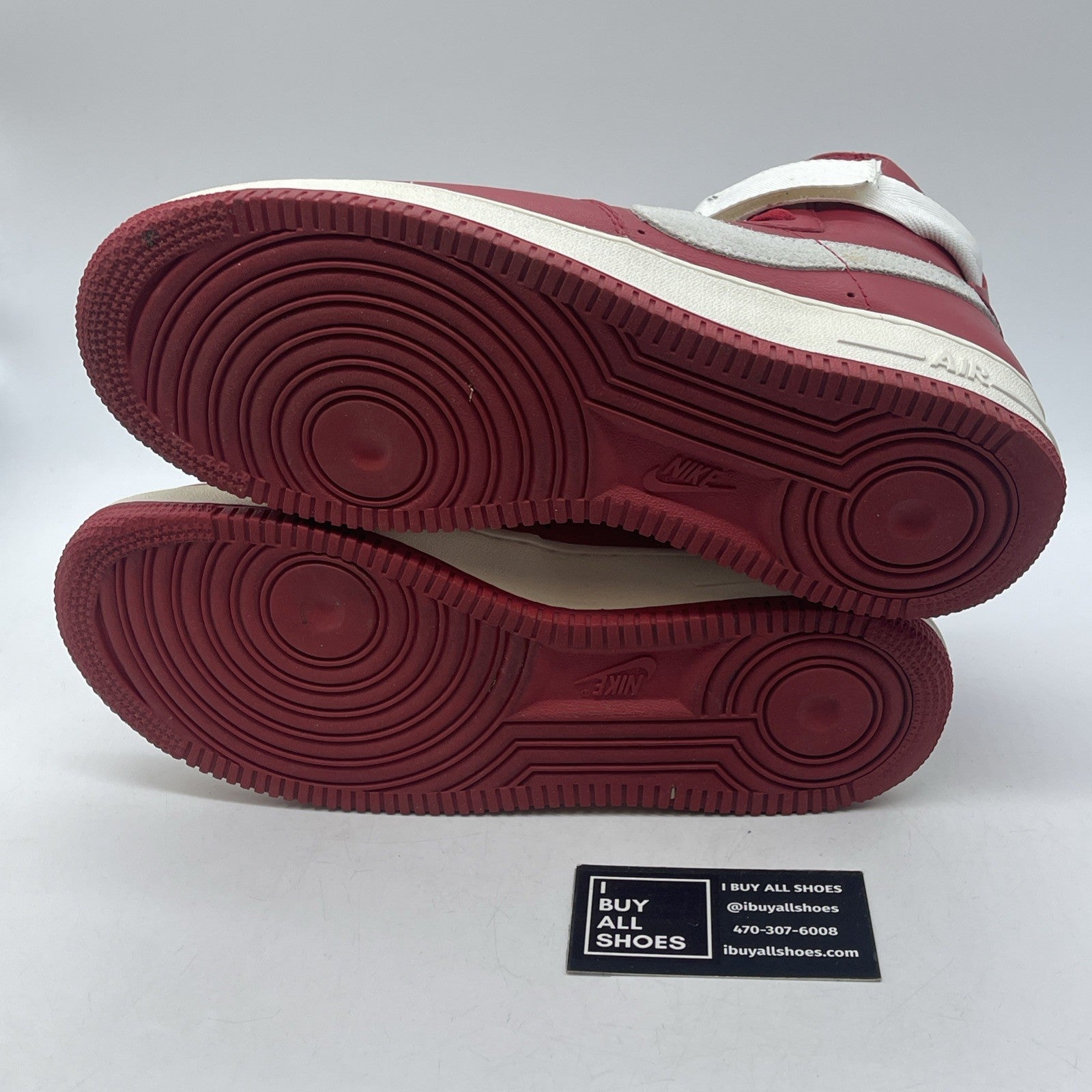 Size 9.5 - Nike Air Force 1 High NAI-KE Red Grey Suede Leather (743546-600)