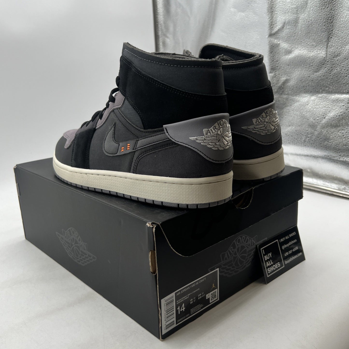 Size 14 - Air Jordan 1 SE Craft Mid Inside Out - Black (DM9652-001)