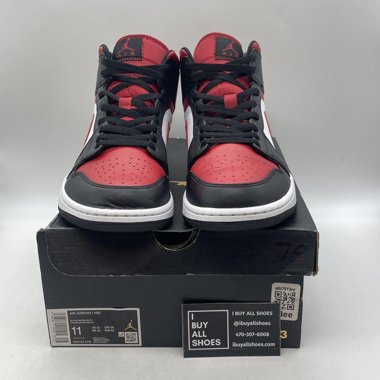 Size 11 - Air Jordan 1 Mid Bred Toe (554724-079)