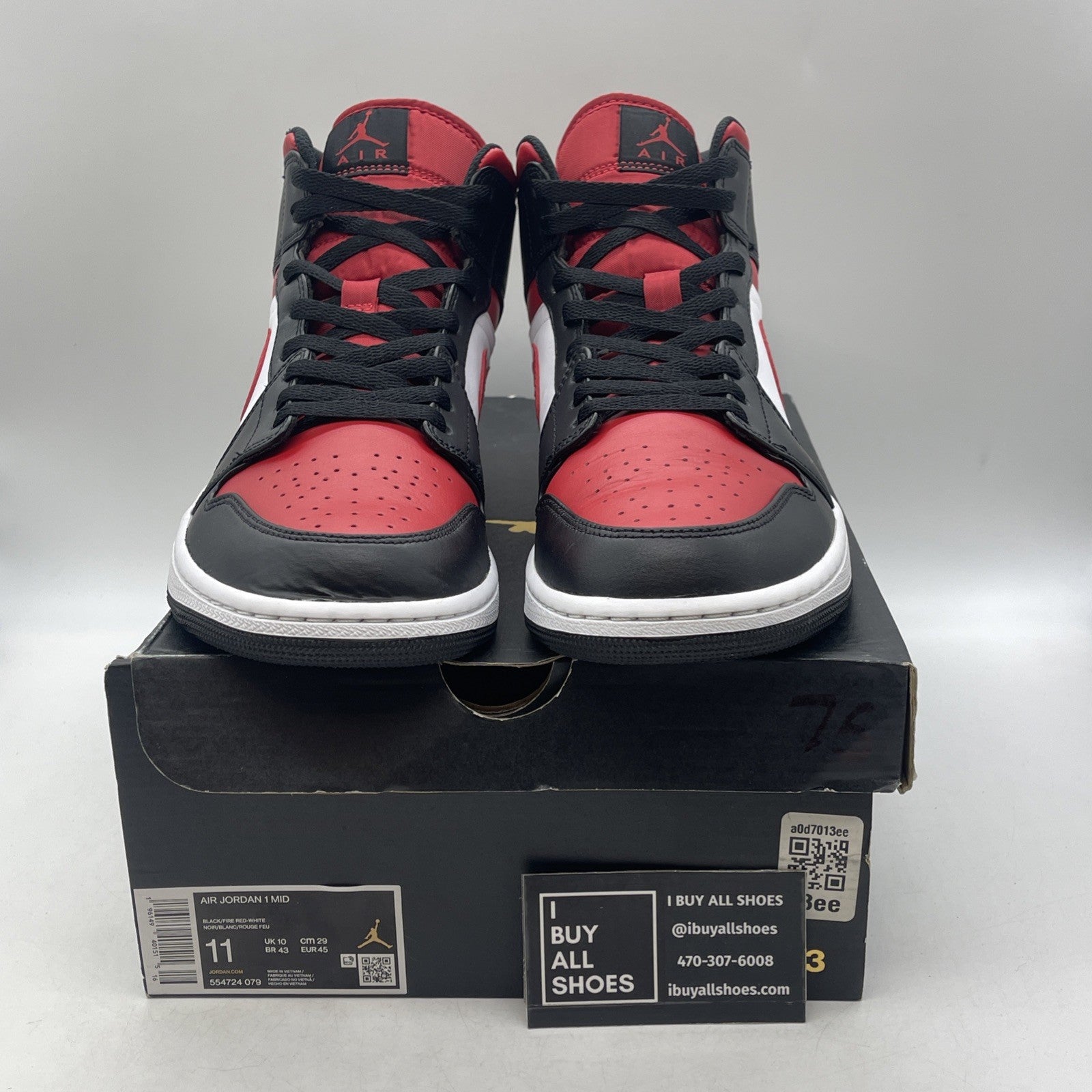 Size 11 - Air Jordan 1 Mid Bred Toe (554724-079)
