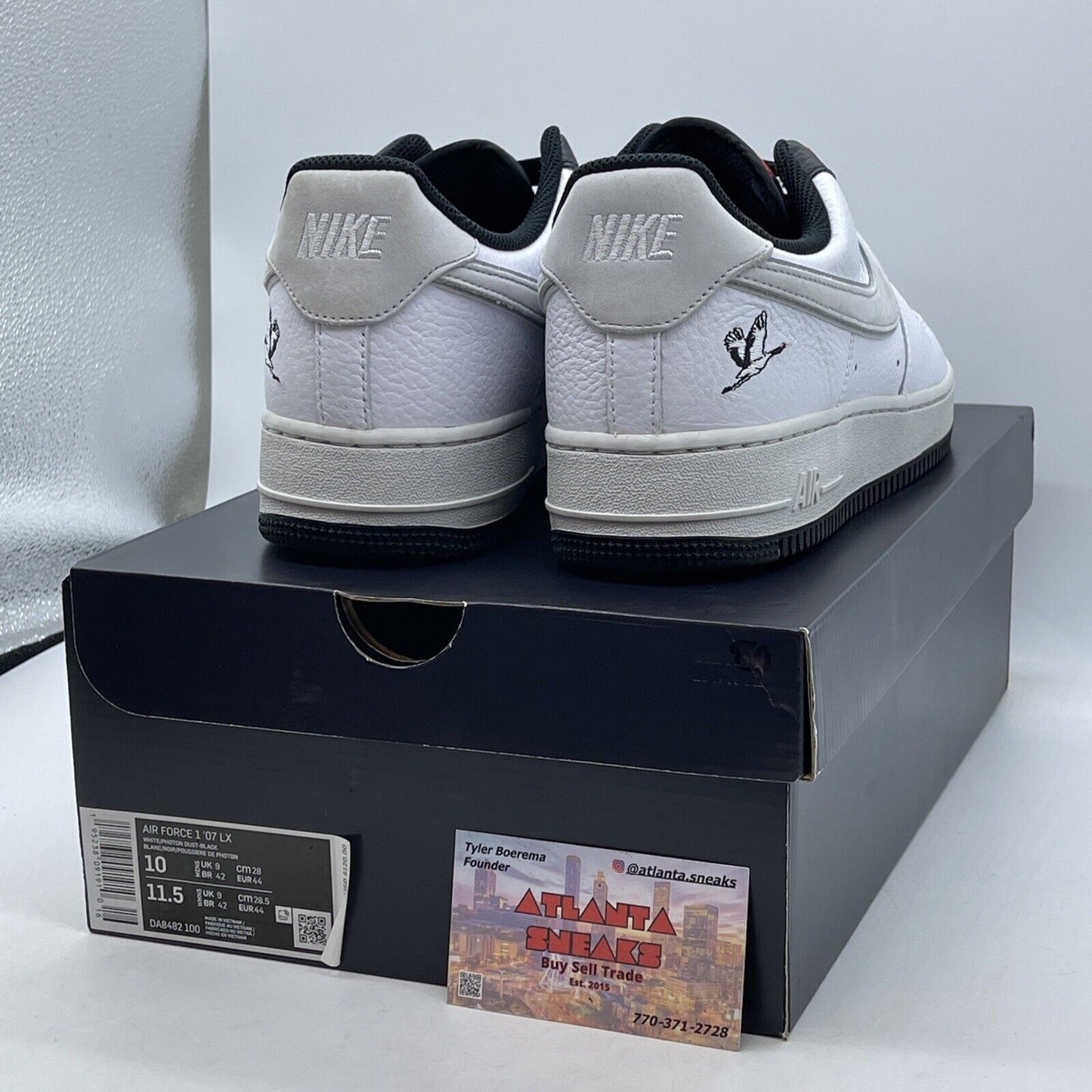 Size 10 - Nike Air Force 1 '07 LX Crane White Black Grey Red Suede (DA8482-100)
