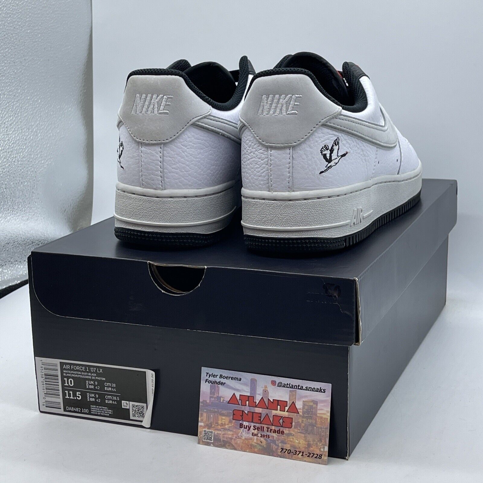 Size 10 - Nike Air Force 1 '07 LX Crane White Black Grey Red Suede (DA8482-100)