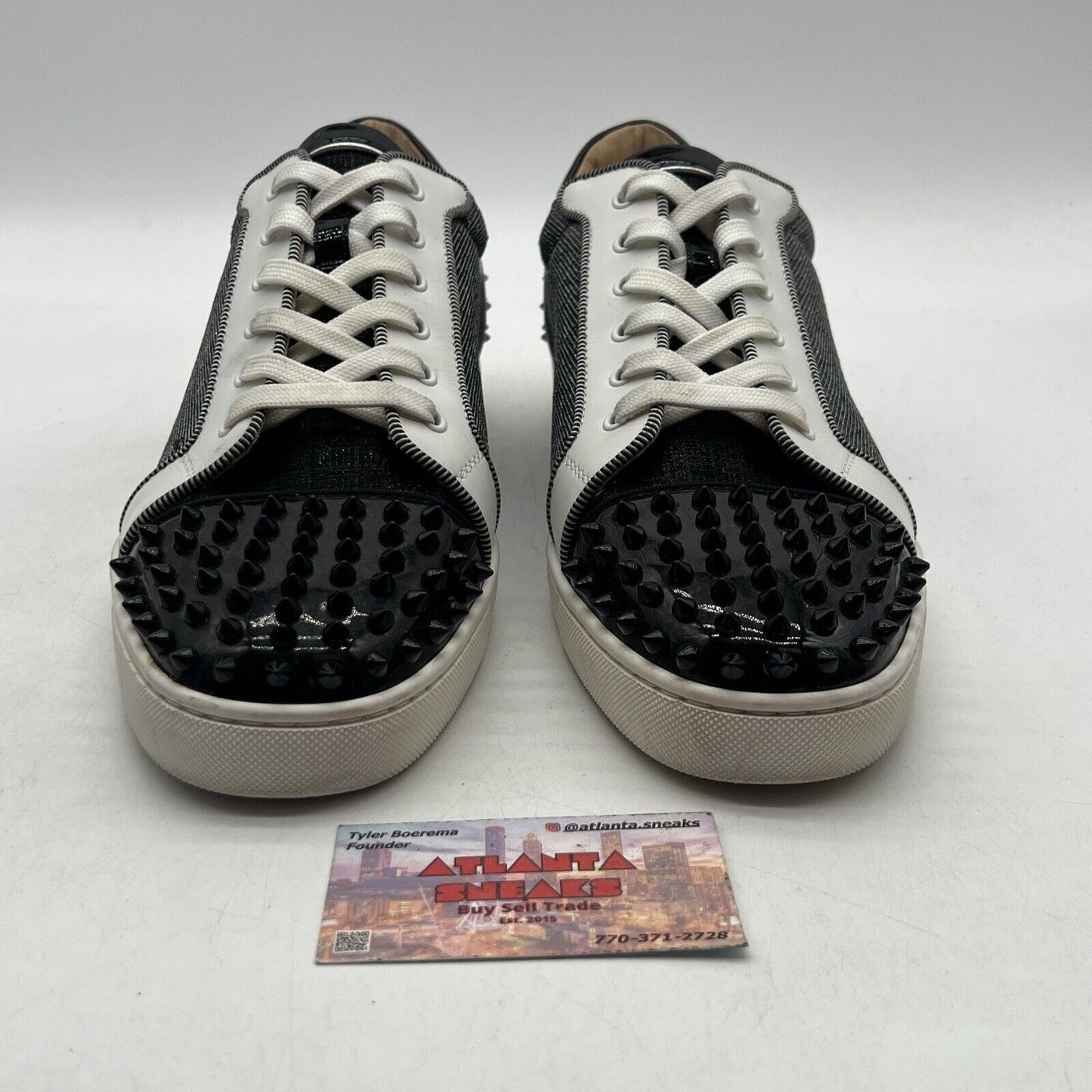 Size 13 - Christian Louboutin Seavaste 2 Orlato Flat Silver Black (3220748CMA3)