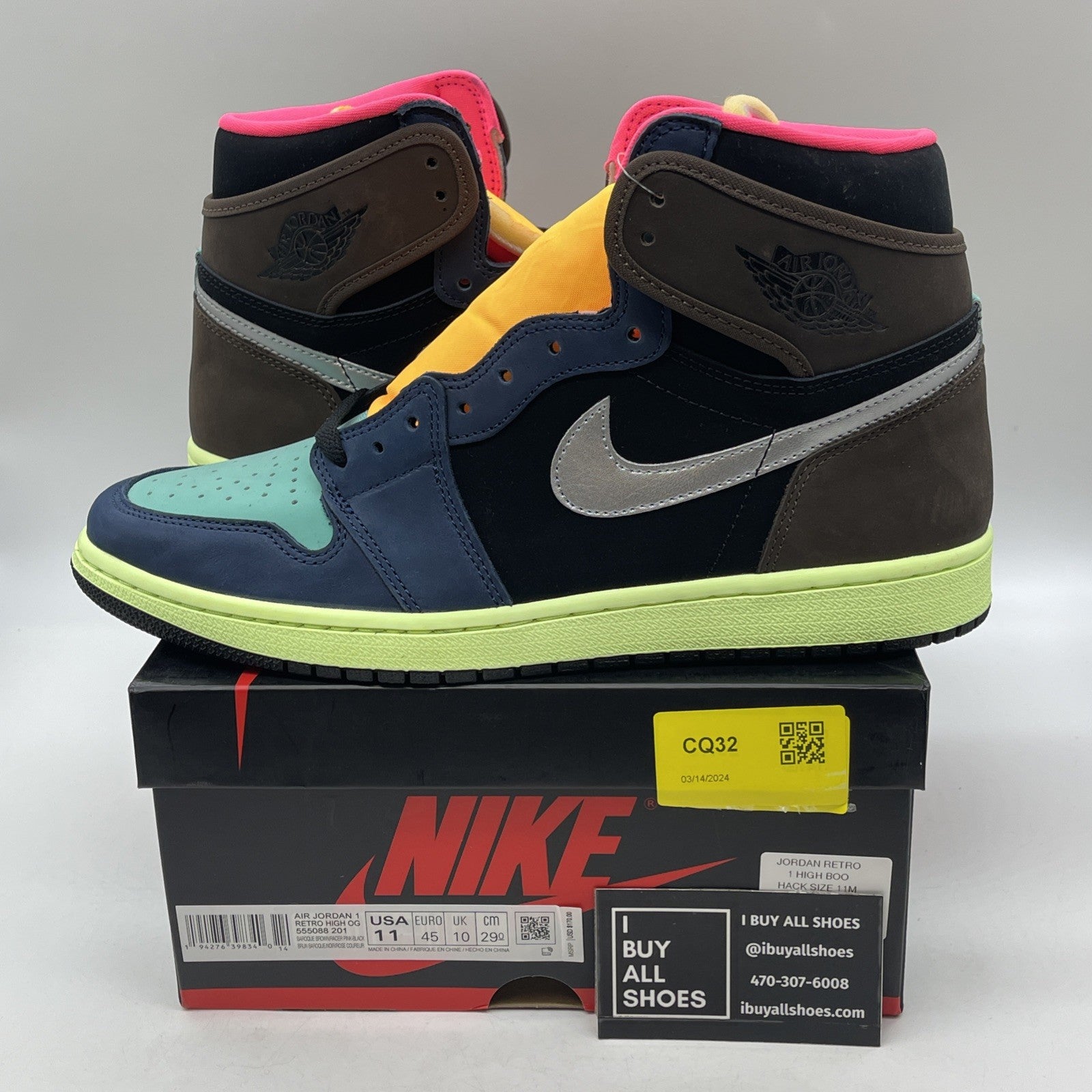 Size 11 - Air Jordan 1 Retro High Tokyo Bio Hack Black Suede (555088-201)