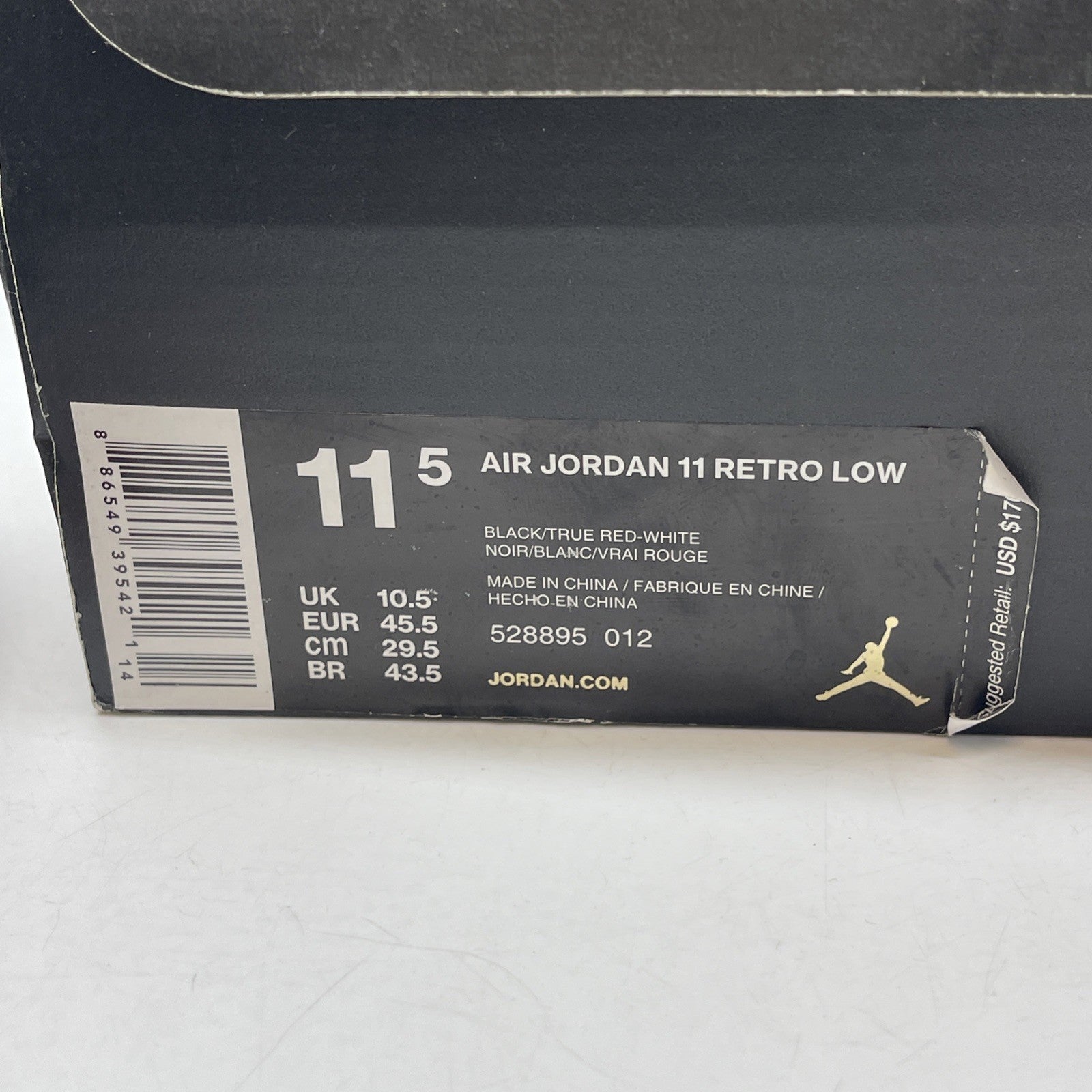 Size 11.5 - Air Jordan 11 Retro 2015 Low Bred Black Leather (528895-012)