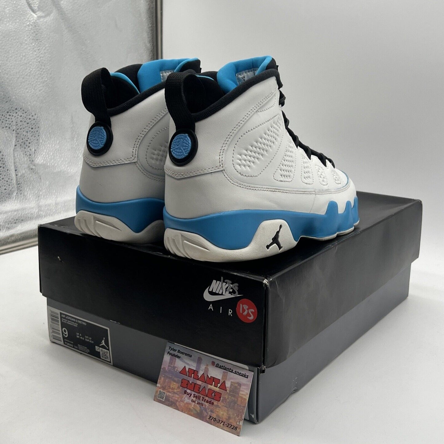 Size 9 - Air Jordan 9 Retro 2024 Powder Blue Black White Leather (FQ8992-101)