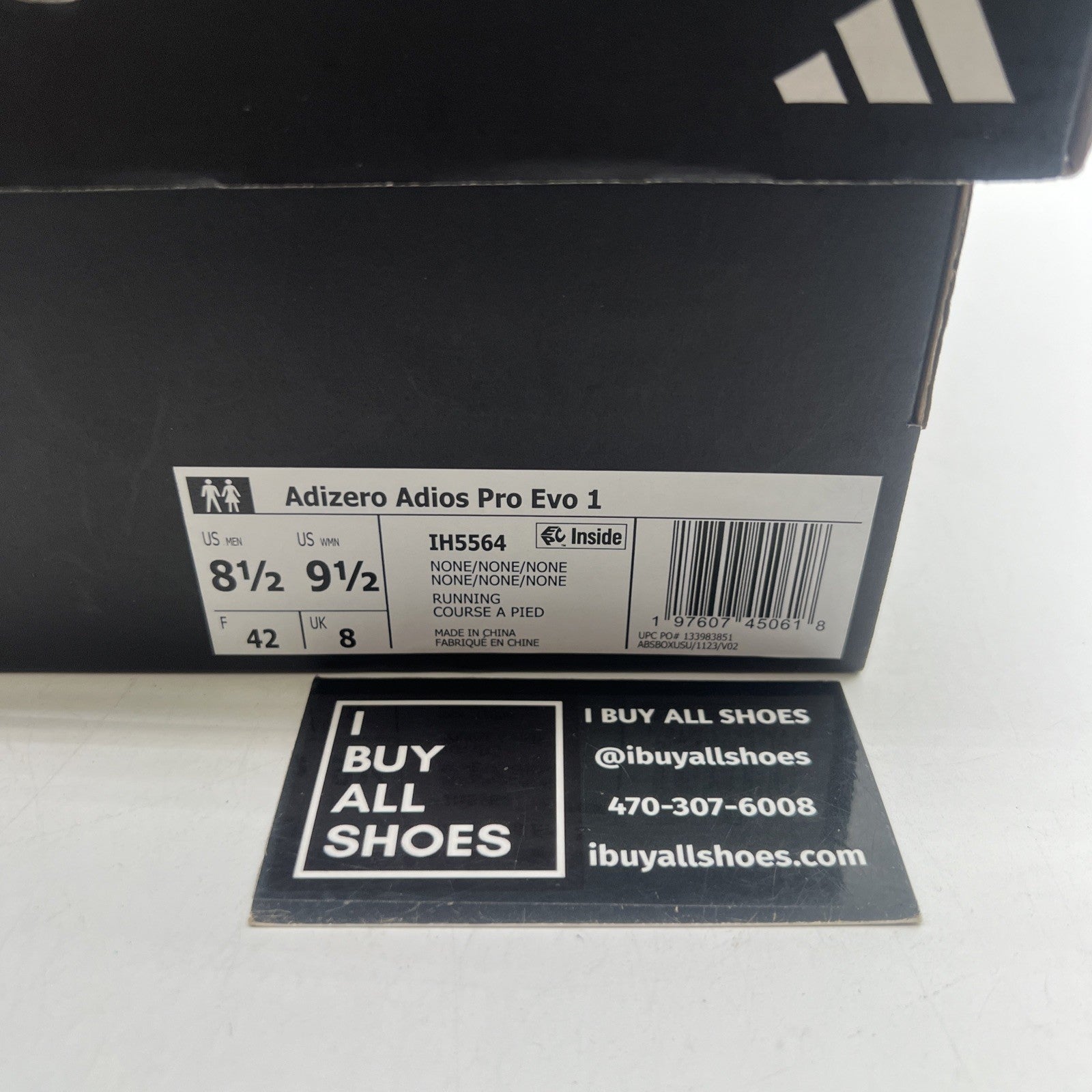 Size 8.5 - adidas Adizero Adios Pro Evo 1 White Black (IH5564)