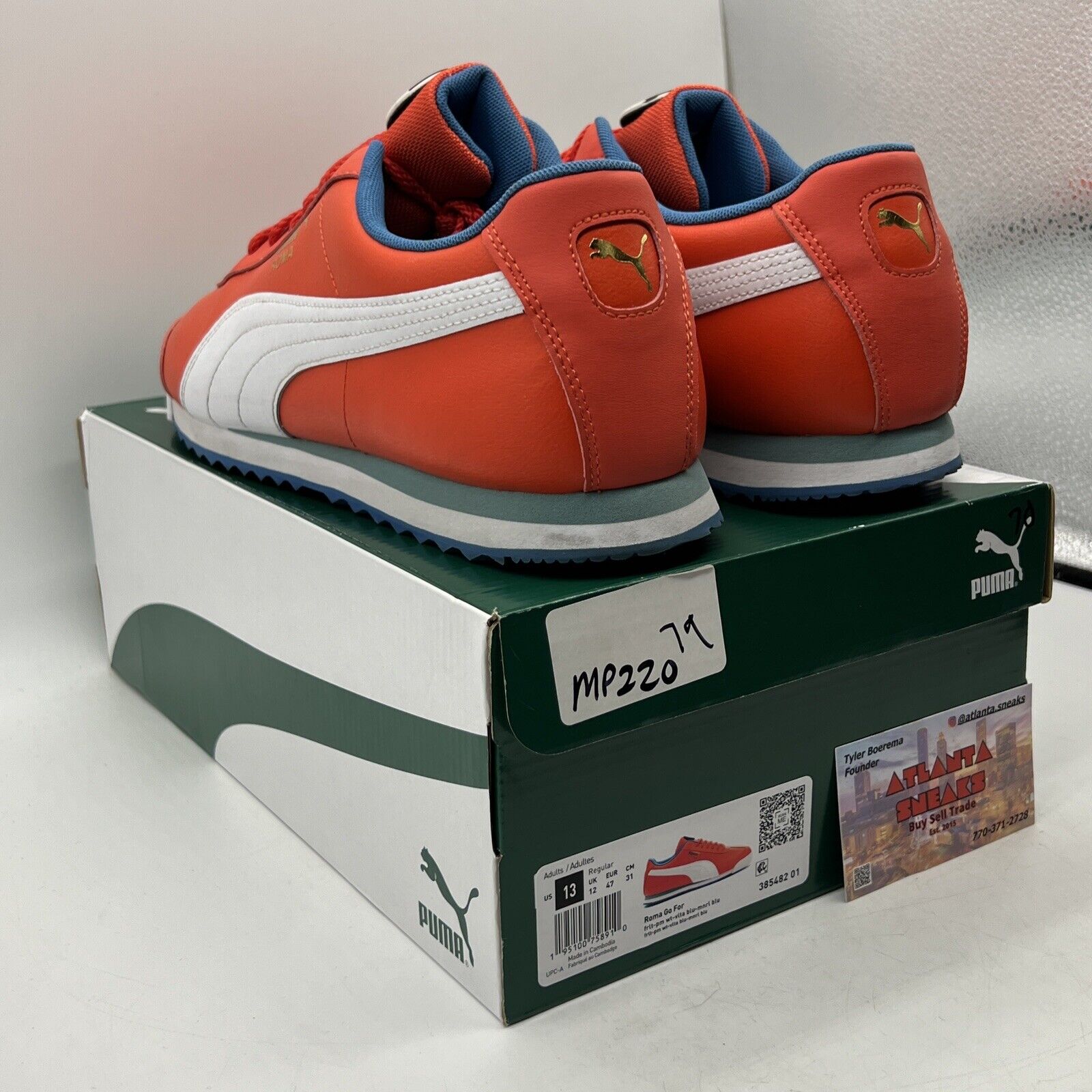 Size 13 - PUMA Roma Go For - Blue White Leather (385482-01)