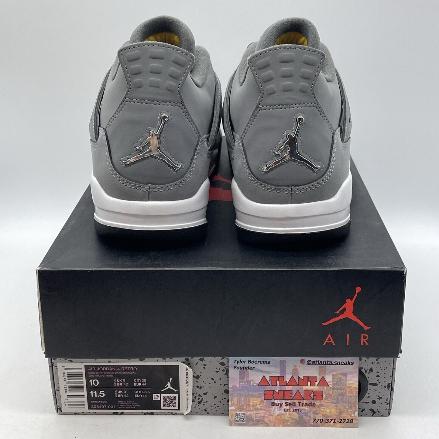 Size 10 - Jordan 4 Retro Low Cool Grey White Black Silver Suede (308497-007)