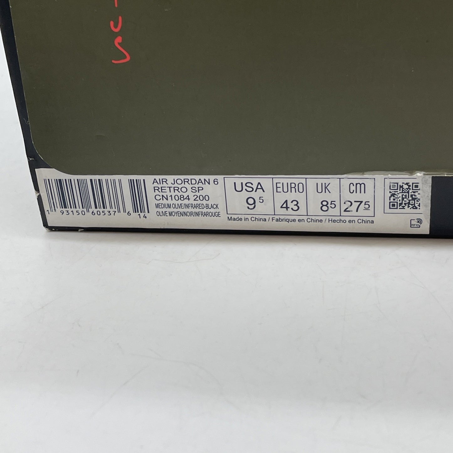 Size 9.5 - Jordan 6 Retro x Travis Scott Mid Olive Green Suede (CN1084-200)