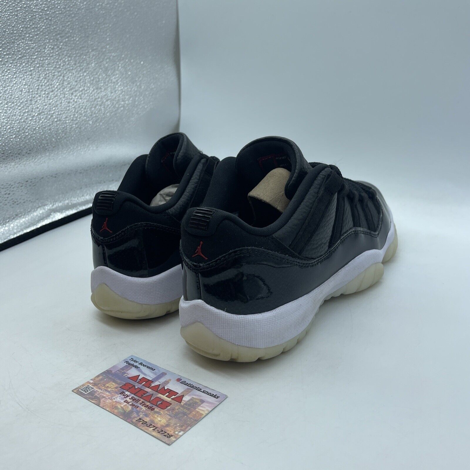 Size 8 - Jordan 11 Retro Low 72-10 Black Red White Leather (AV2187-001)