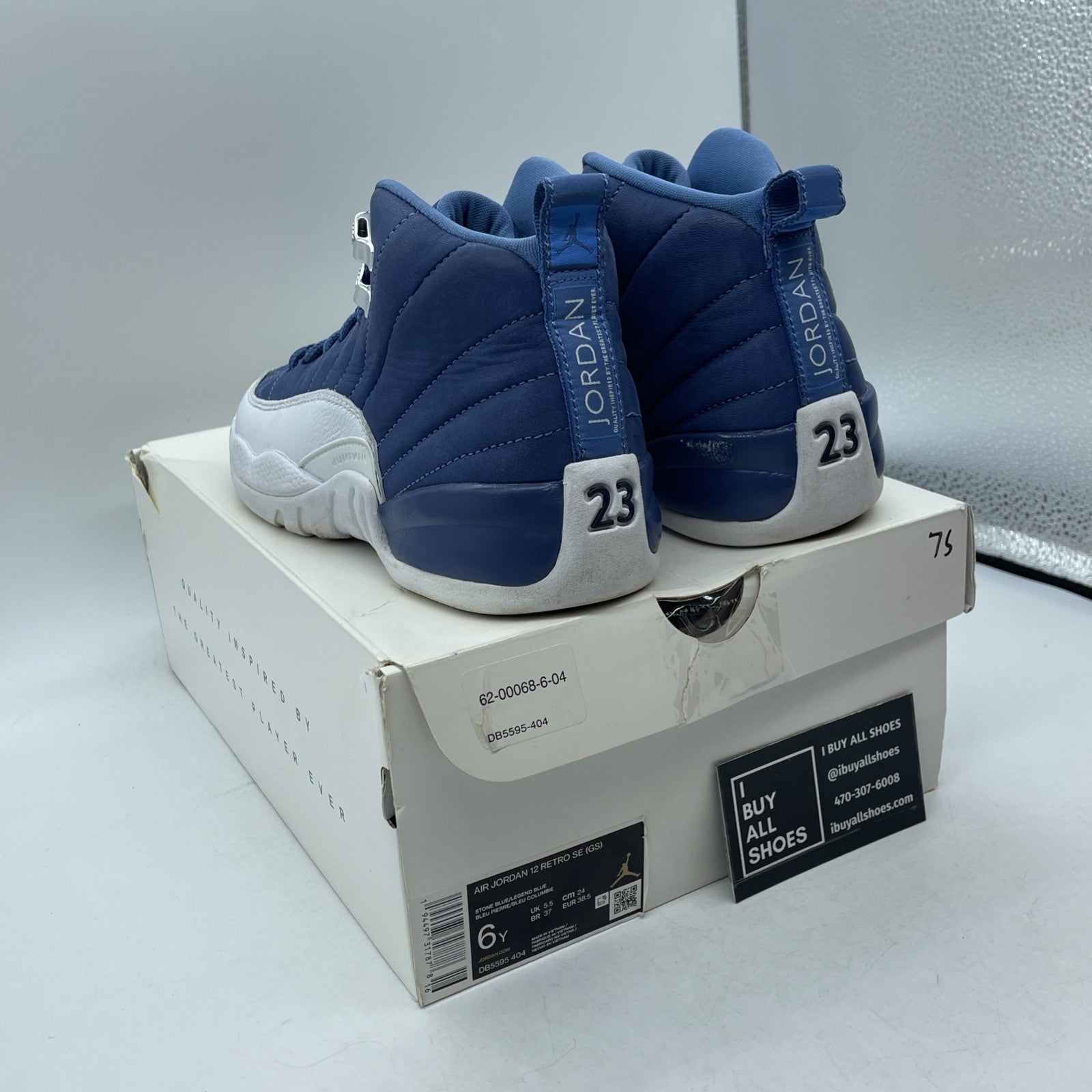 Size 6Y - Jordan 12 Retro Indigo Silver Blue White Leather (DB5595-404)