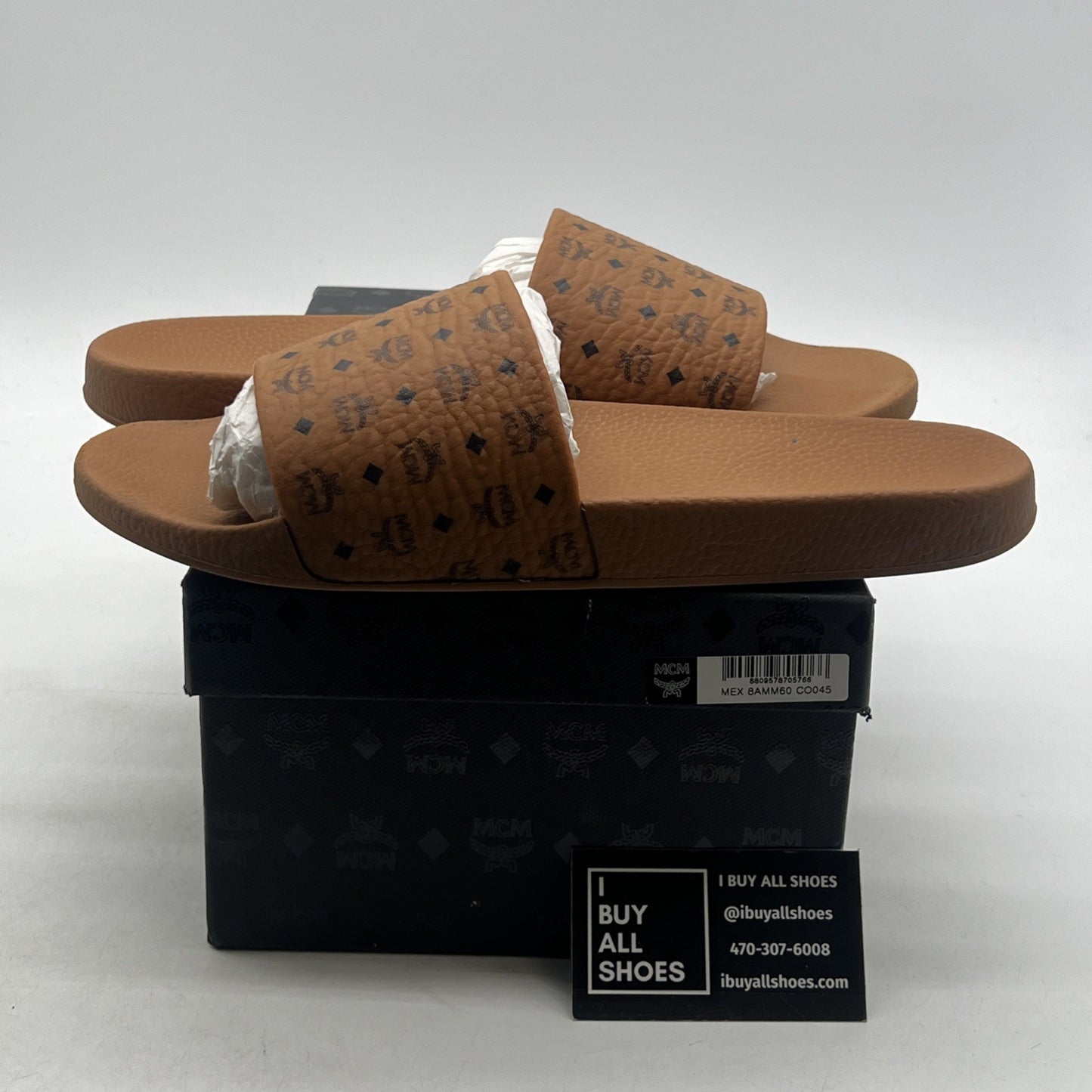 Size 45 - MCM Men’s Monogram Print Rubber Slides