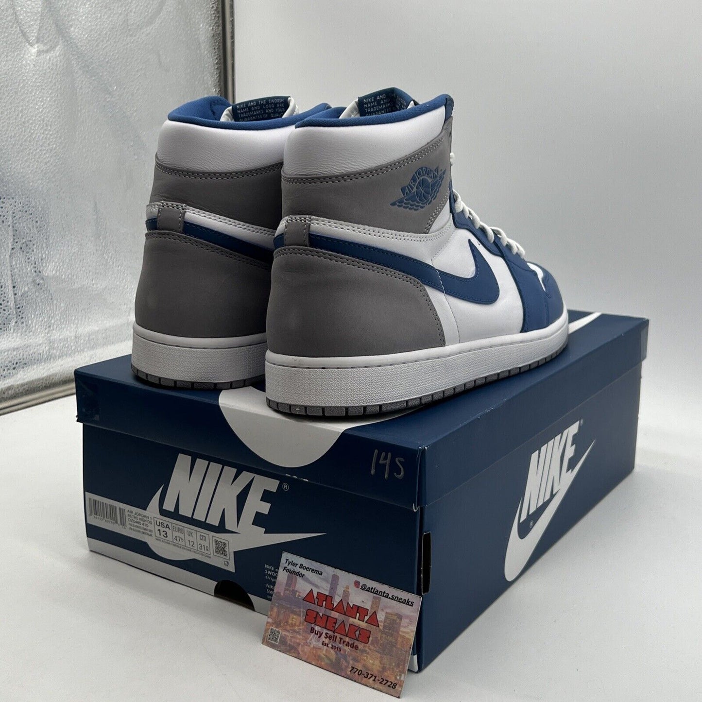 Size 13 - Jordan 1 Retro OG High True Blue White Grey Leather (DZ5485-410)