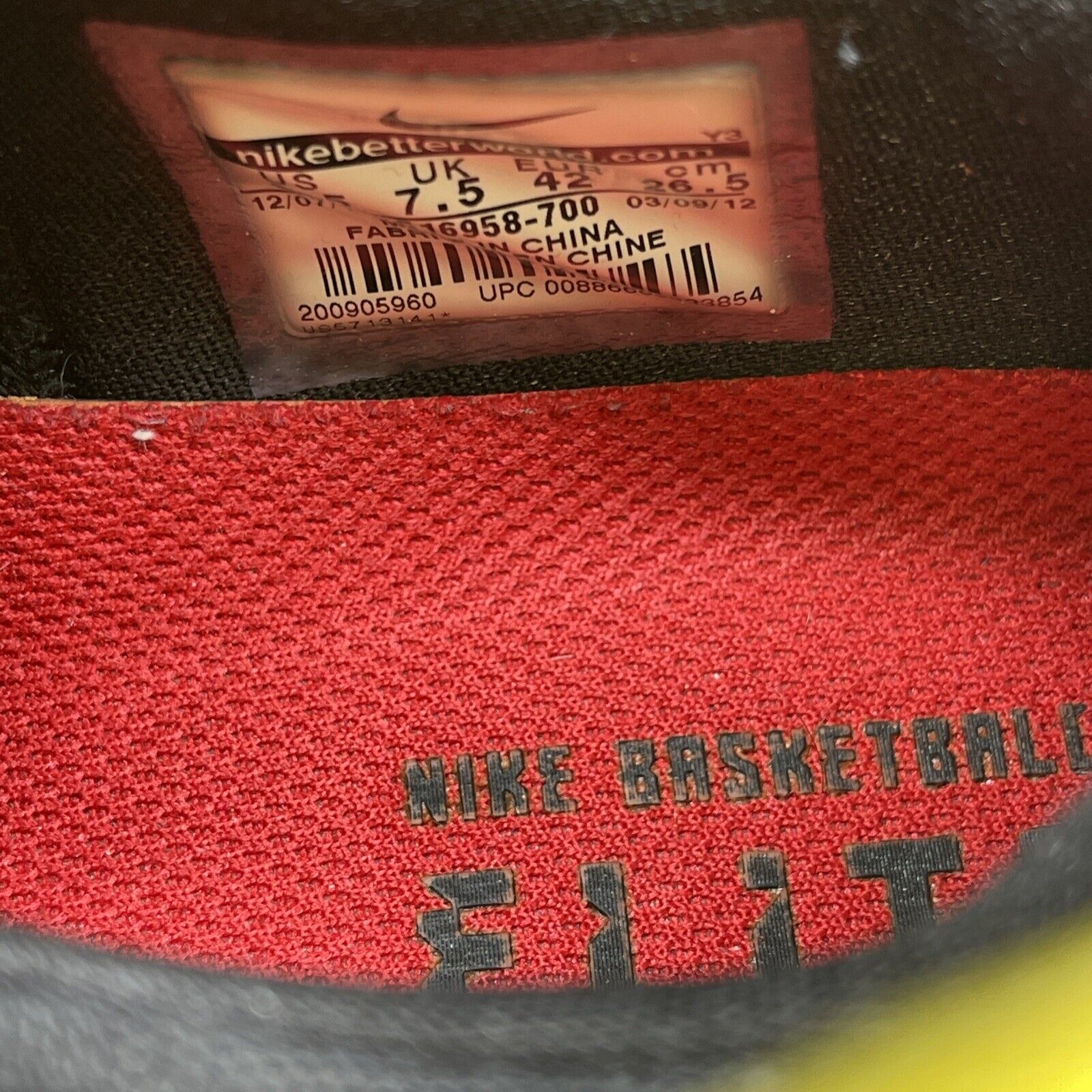 Size 8.5 - Nike LeBron 9 P.S. Elite Taxi Yellow White Red Black (516958-700)