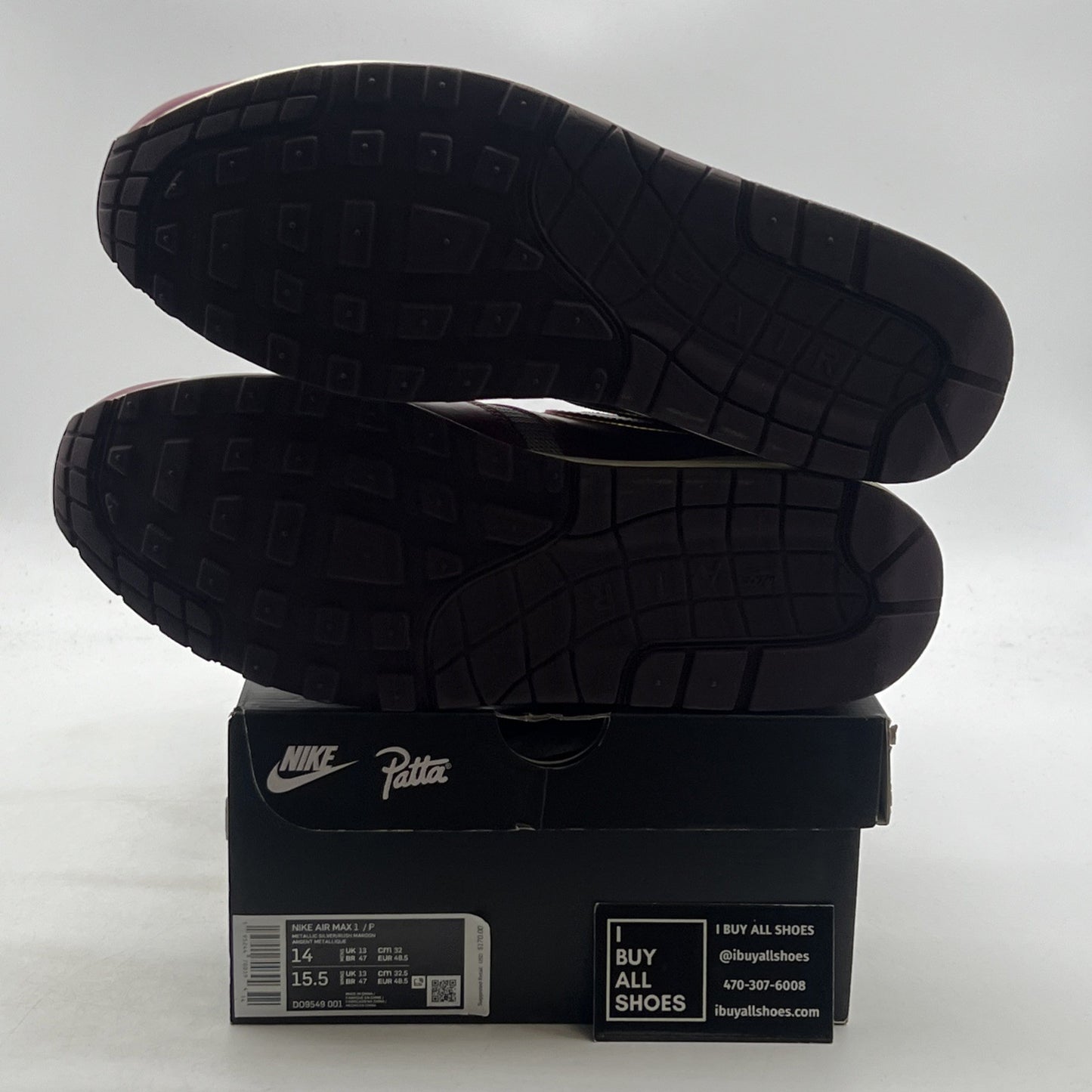 Size 14 - Nike Patta x Air Max 1 Rush Maroon (DO9549-001)