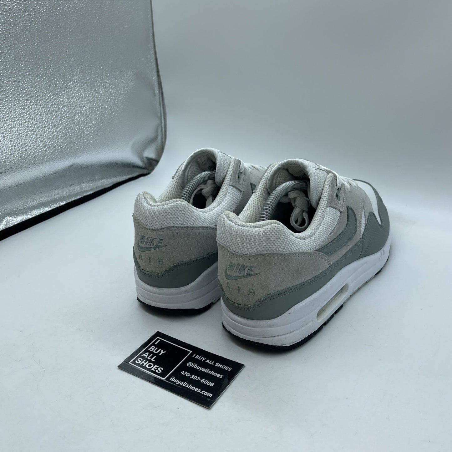 Size 10.5 - Nike Air Max 1 SC Mica Green Grey Suede Leather (DZ4549-100)