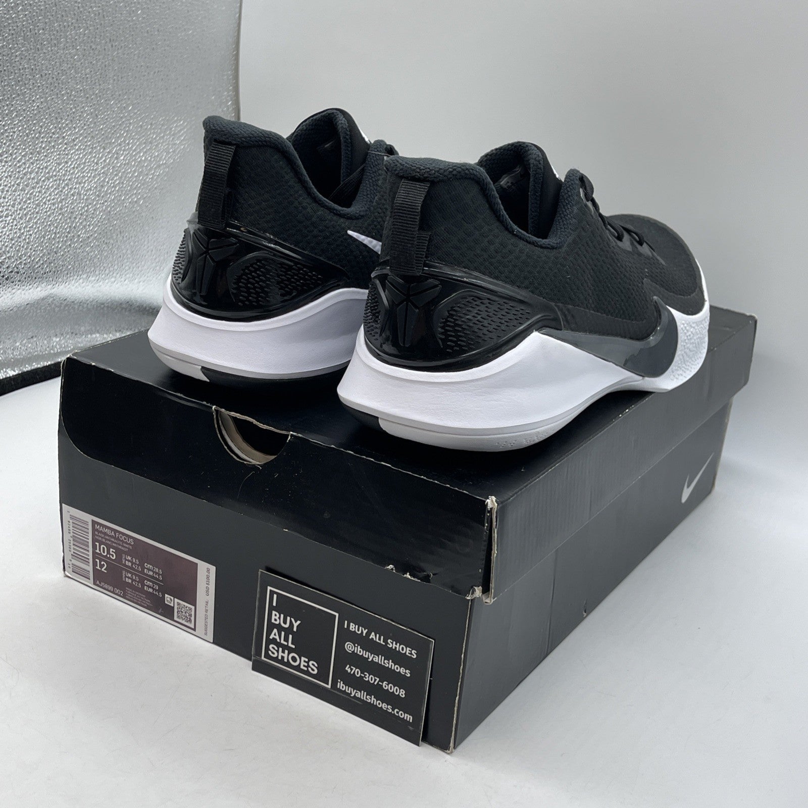 Size 10.5 - Nike Mamba Focus Black White Leather Suede (AJ5899-002)