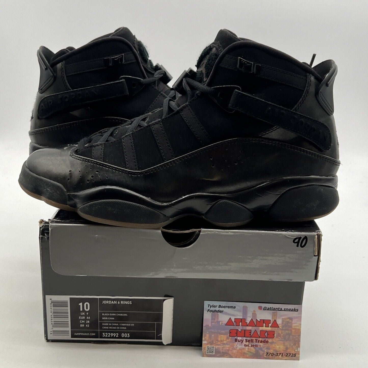 Size 10 - Jordan 6 Rings Black - (322992-003)