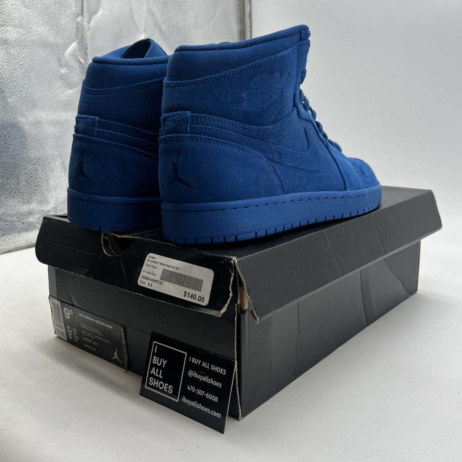 Size 9.5 - Air Jordan 1 Retro High Blue Suede (332550-404)